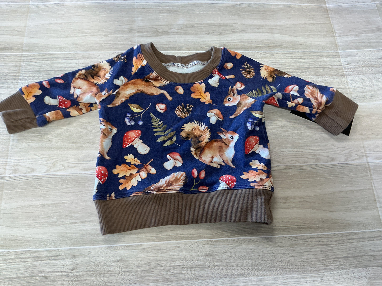 0-3m Handmade Squirrel Crewneck