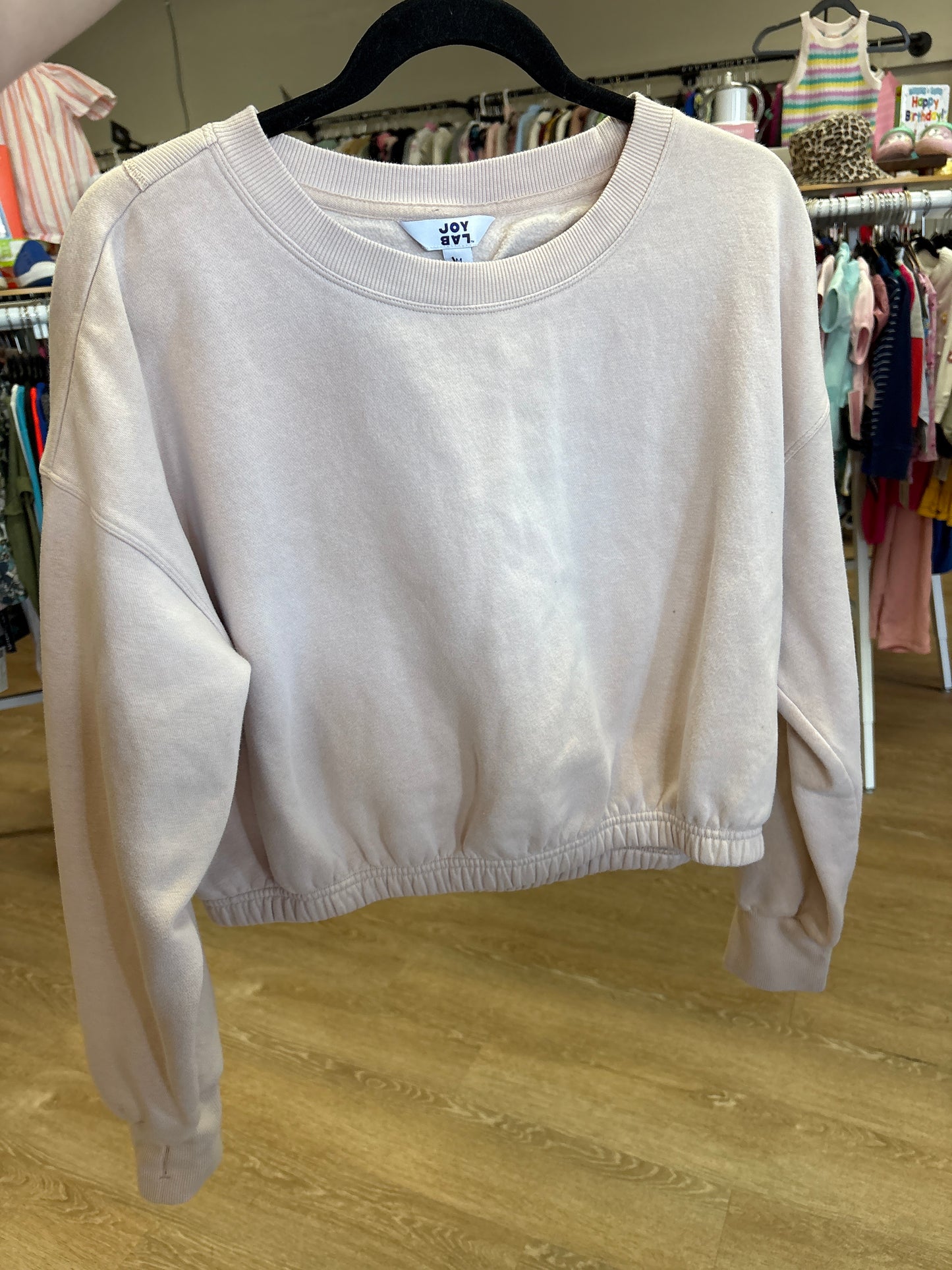 Womens Beige Crop Crewneck