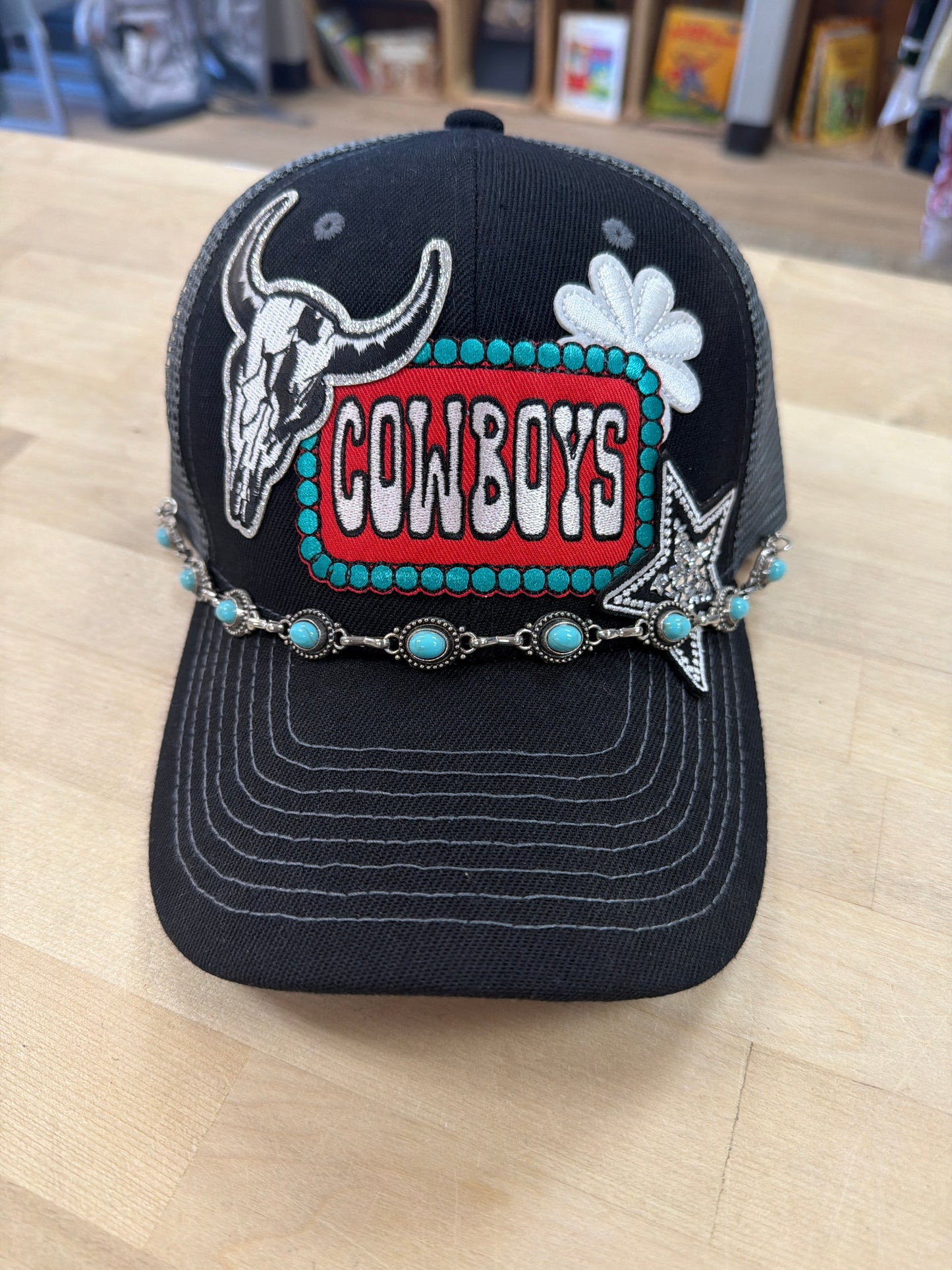 Trucker Hat - Cowboys - Black/Grey - Silver/Turquoise Band