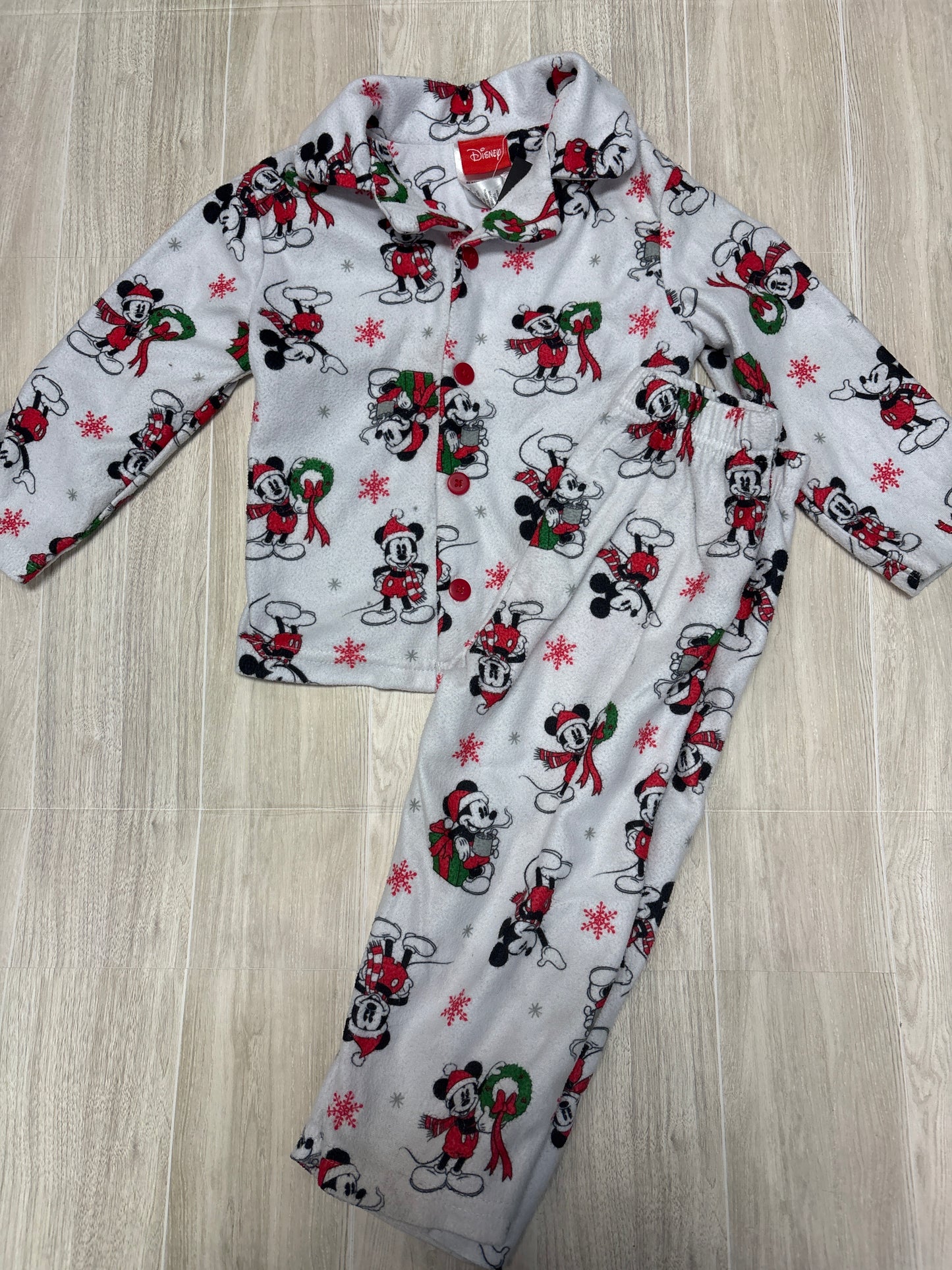 24m White Mickey Christmas Pajama Set