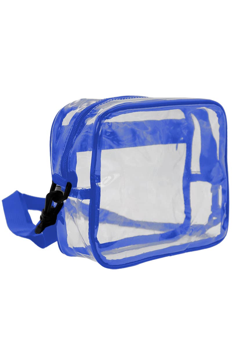 Cap Zone - Clear PVC Crossbody Messenger Travel Bag: Black