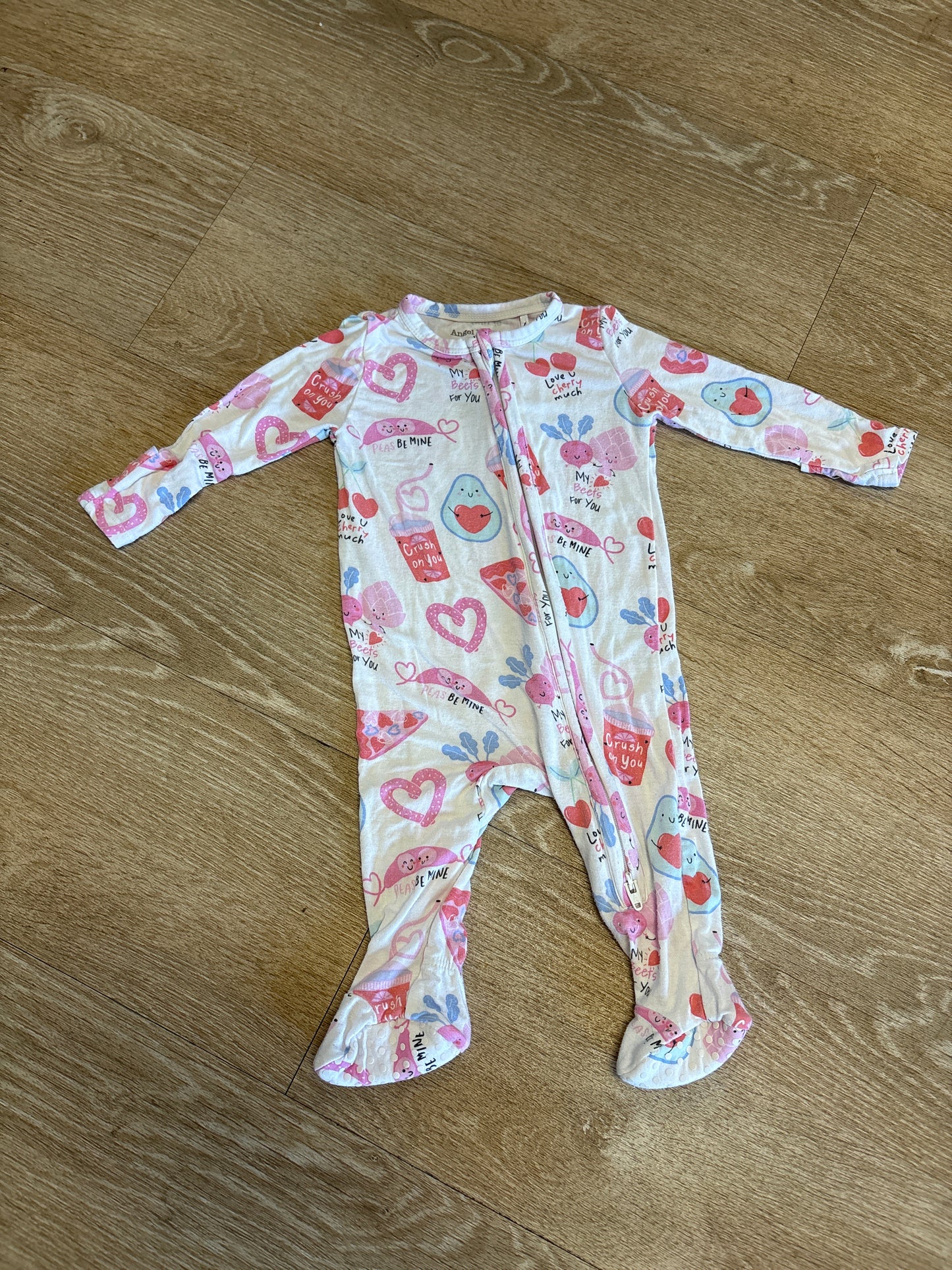 0-3m Angel Dear White Be Mine Pajama