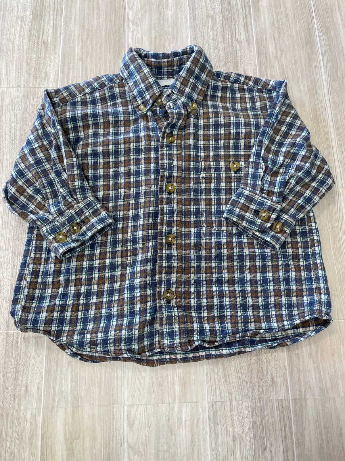 2T Oshkosh Blue/Brown Plaid Button Flannel