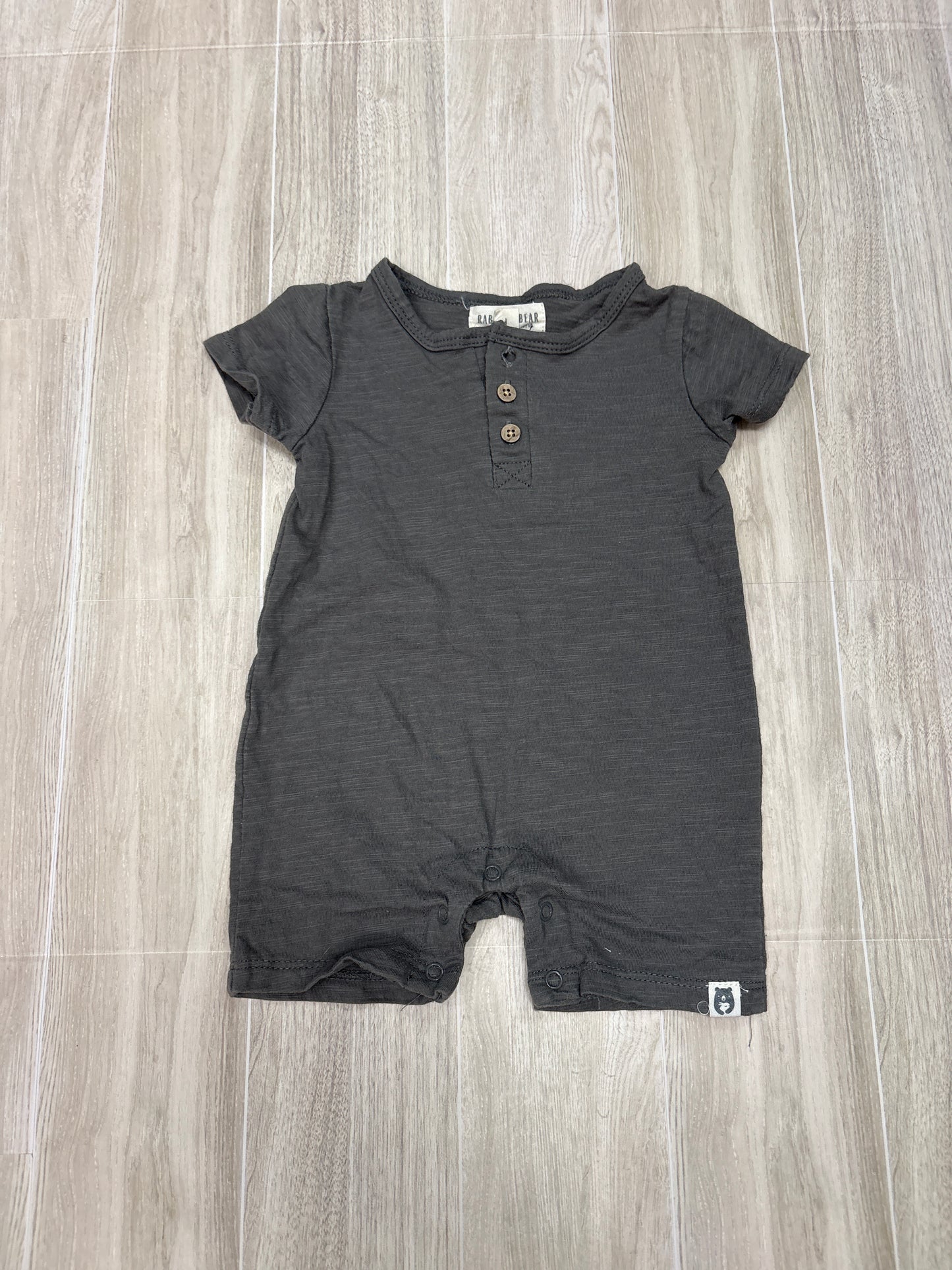 3-6m Rabbit + Bear Charcoal Shortie Romper