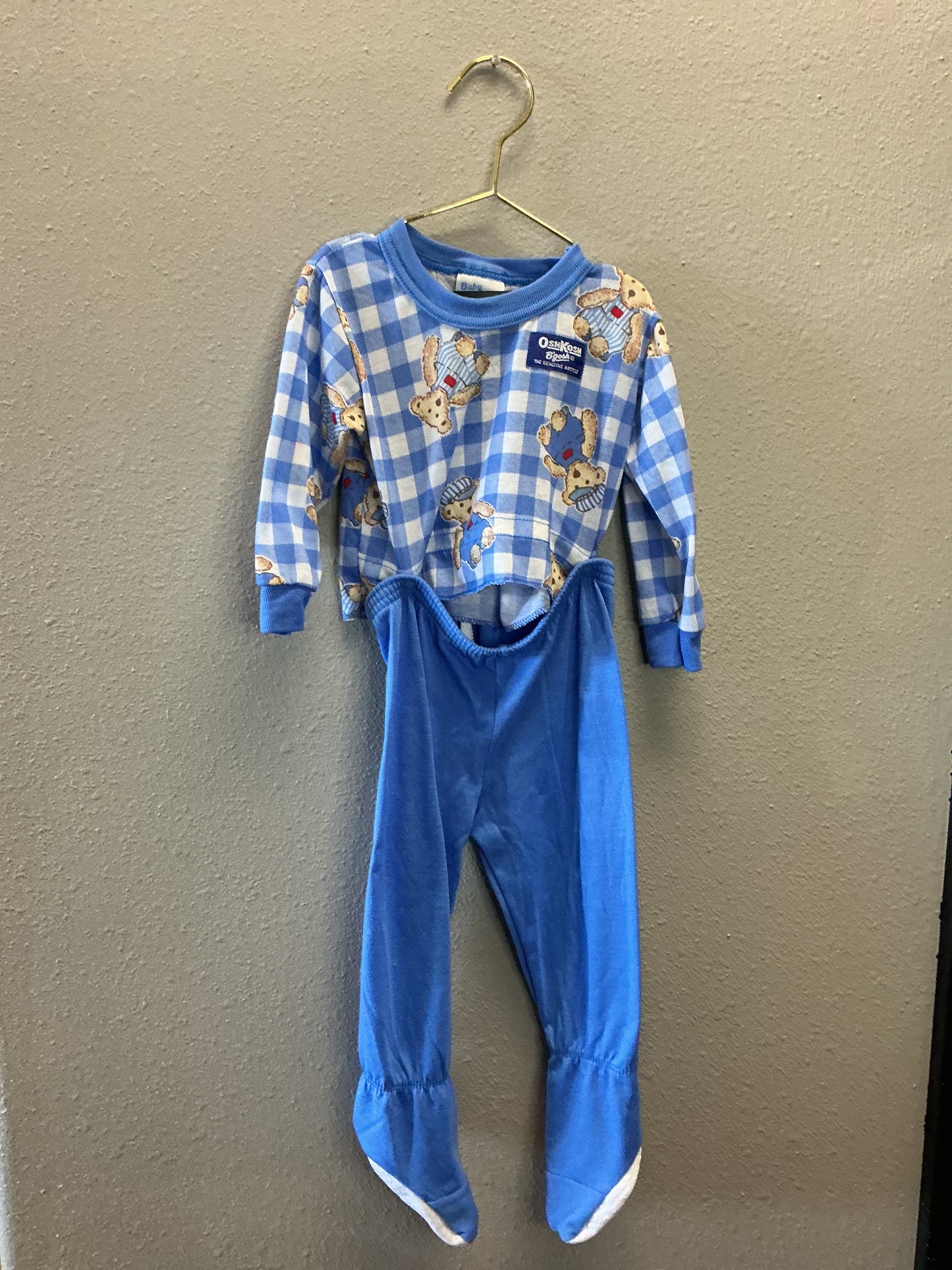 12m Vintage Oshkosh Teddy Checkered Button Set