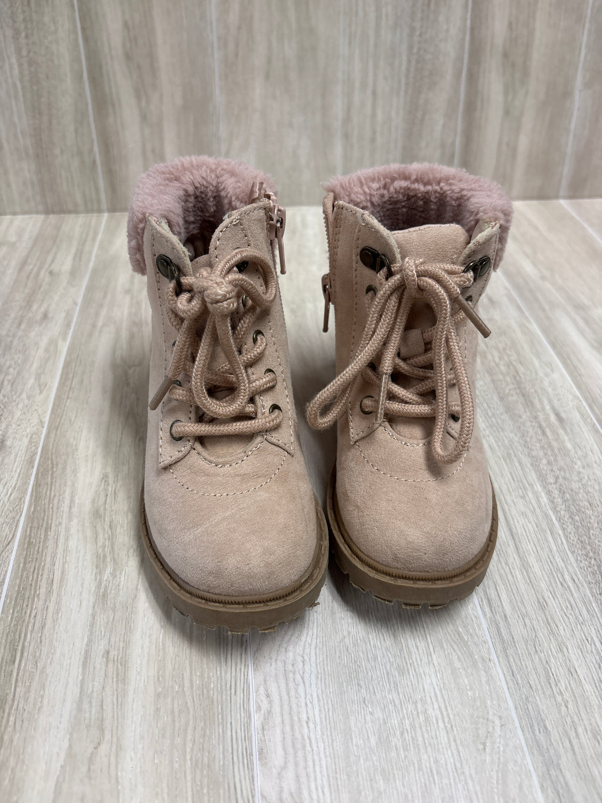 8c Blush Fur Lace Up Boots