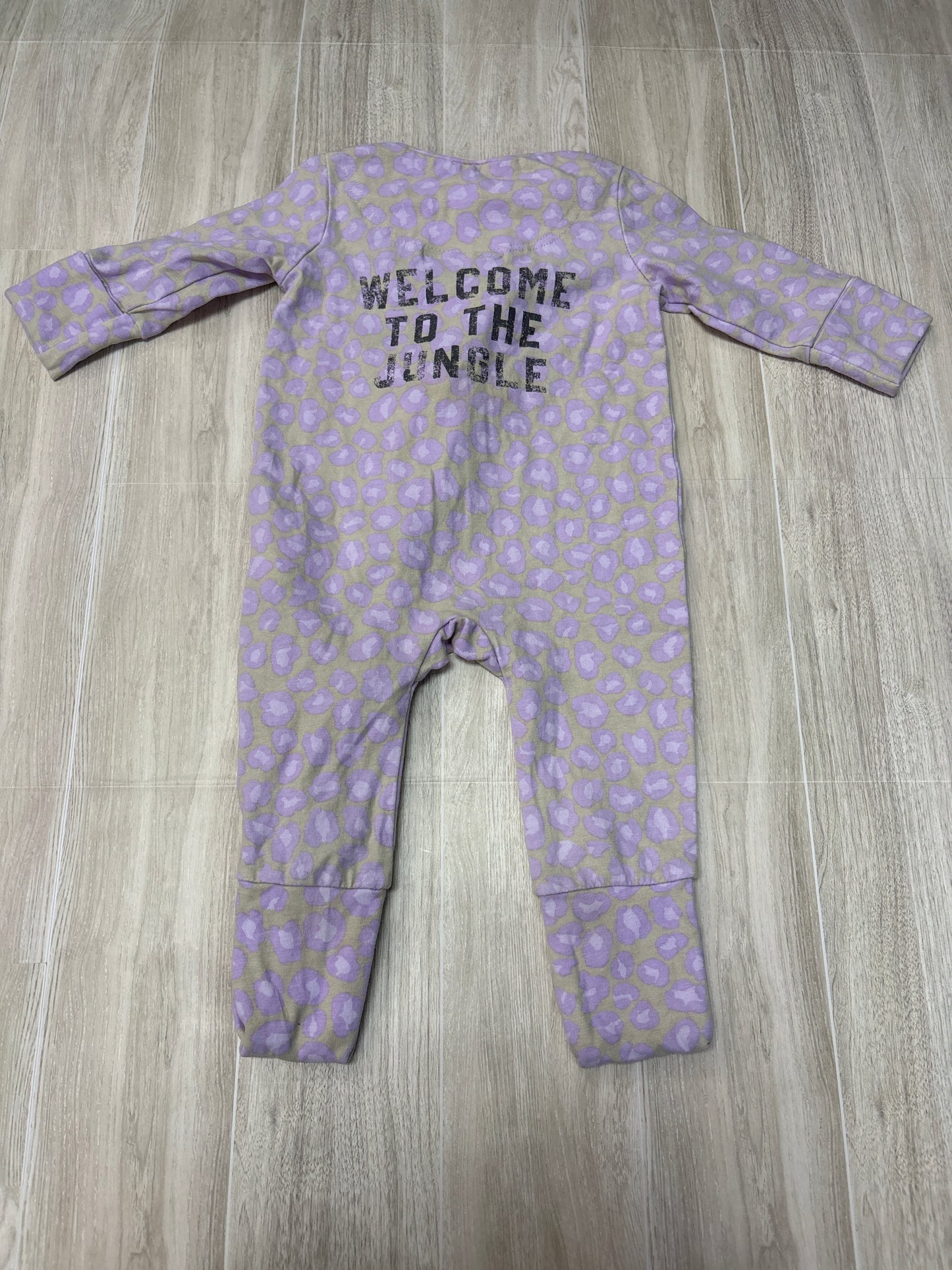 0-3m Cotton On Purple Cheetah Guns & Roses Romper