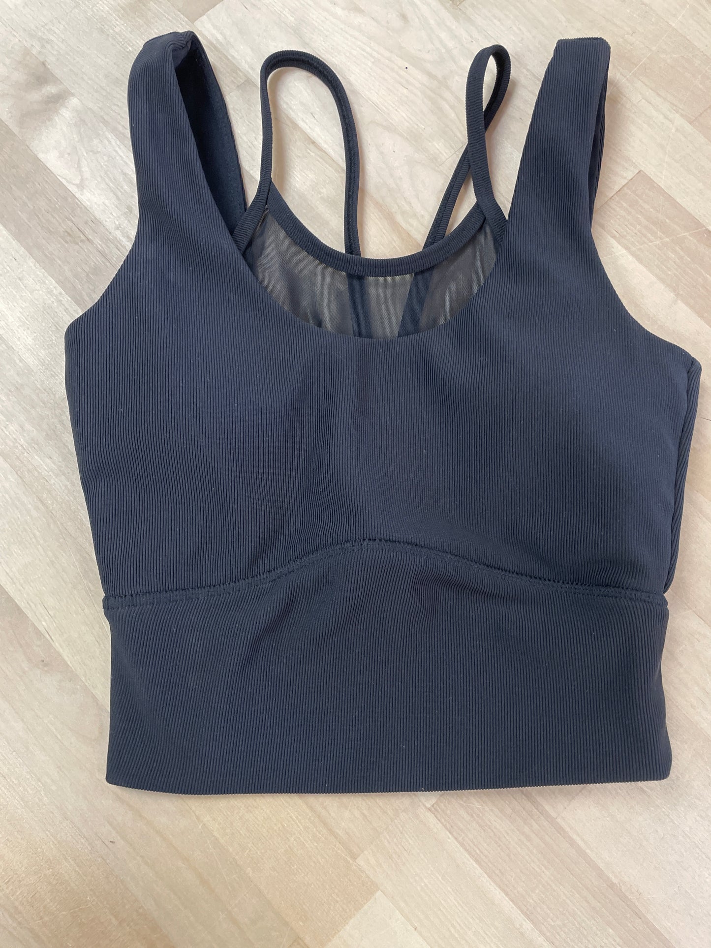 Womens XSmall Move Theology Black Ribbed Double Lined Sports Bra