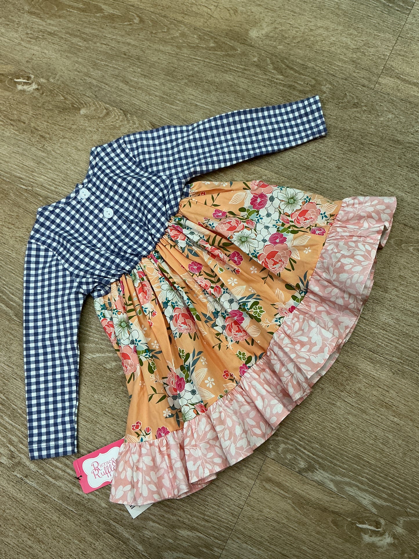 nwt-24m-ricrac--ruffles-floral-checkered-dress