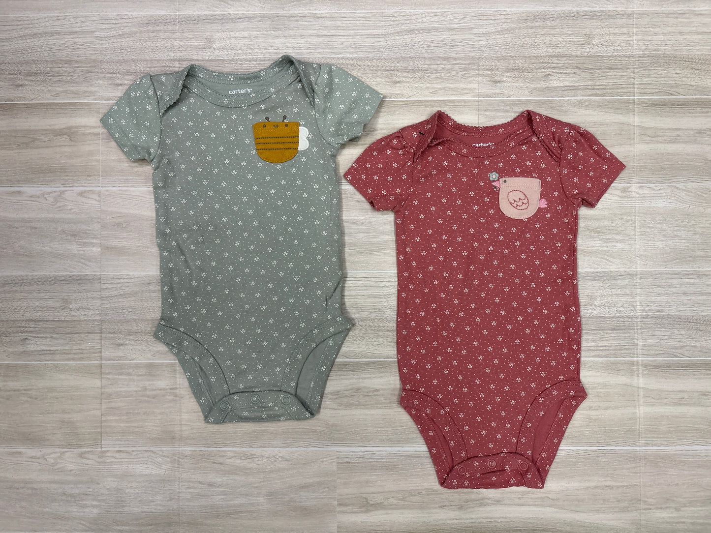 6m 2 Pack Onesies Grey/Mauve