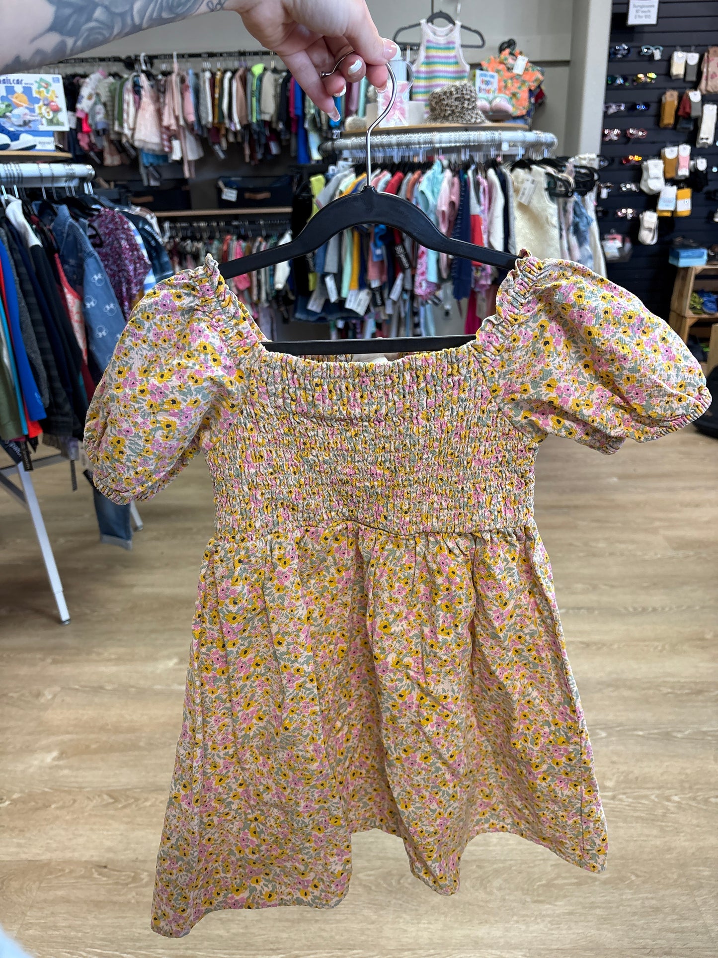 6x Yellow Multi Floral Off Shoulder Dress