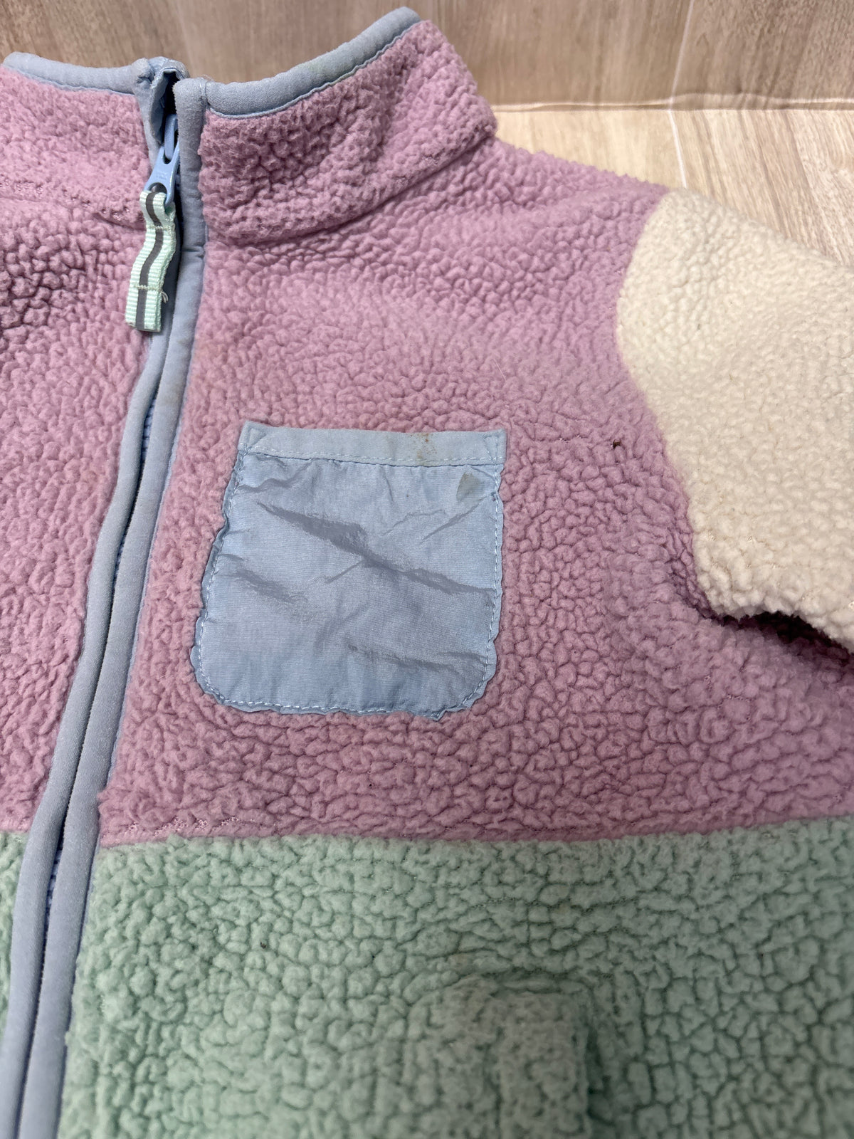 5T Lavender/Cream Colorblock Teddy Zip Up Jacket - Blemish