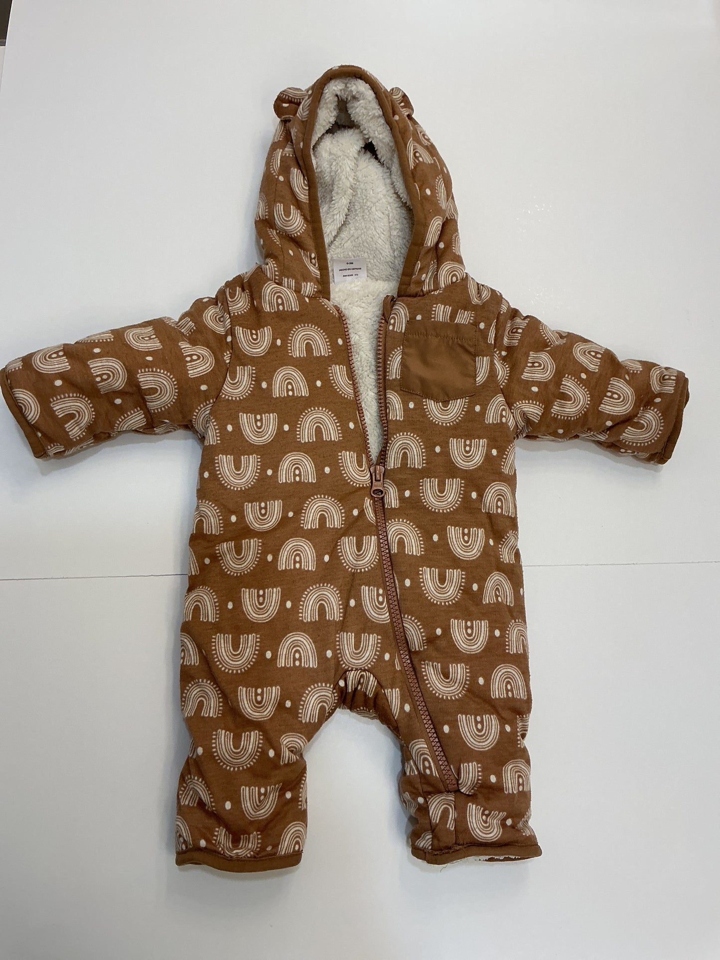0-3m Brown Rainbow Cozy Romper