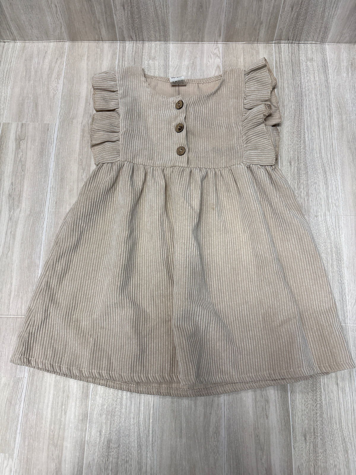 2T Tan Ribbed Suede Button Dress