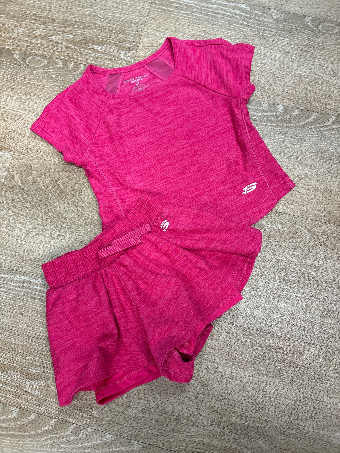 2T Sketchers Hot Pink Heathered 2 Piece Active Set