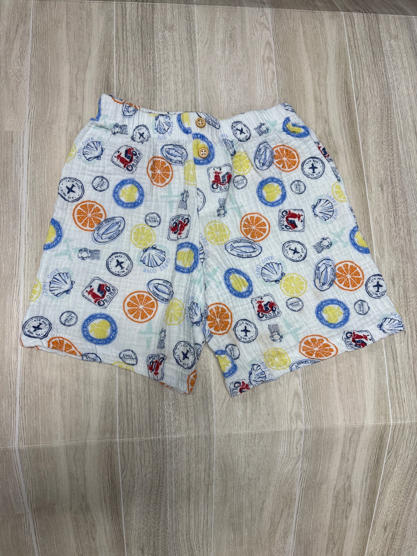 4T White Gauze Vacation Vibes Shorts