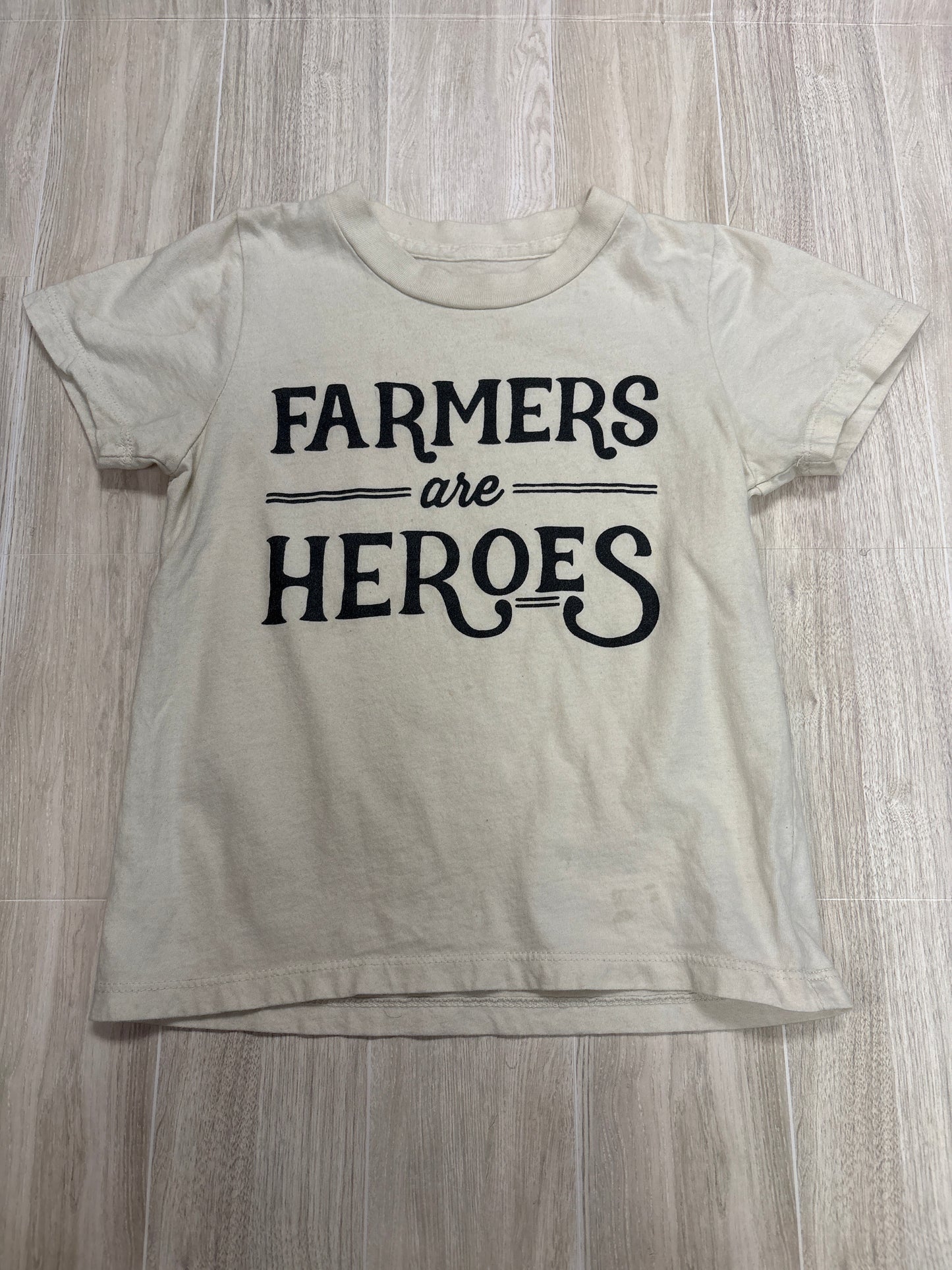 4T Farmers Are Heroes Cream Graphic Tee - Blemish