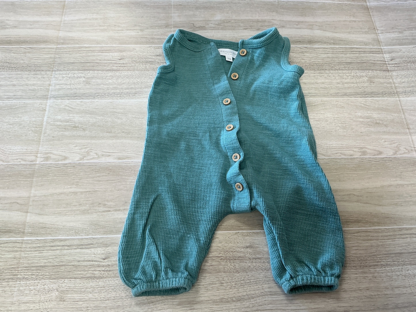 Newborn Greyson Mini Turquoise Button Jumper