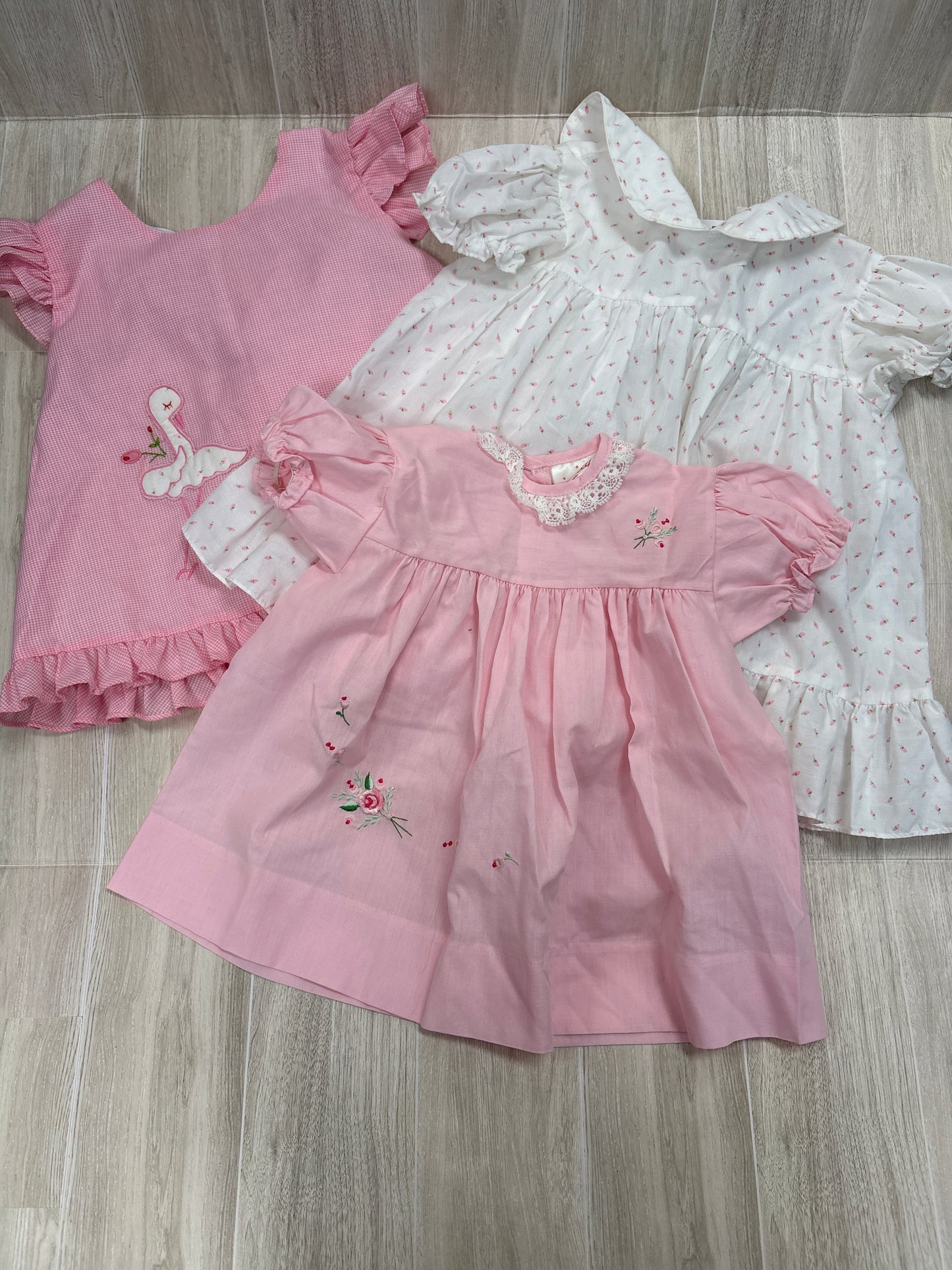 VINTAGE 6-12m Pink Flamingo 3 Piece Set
