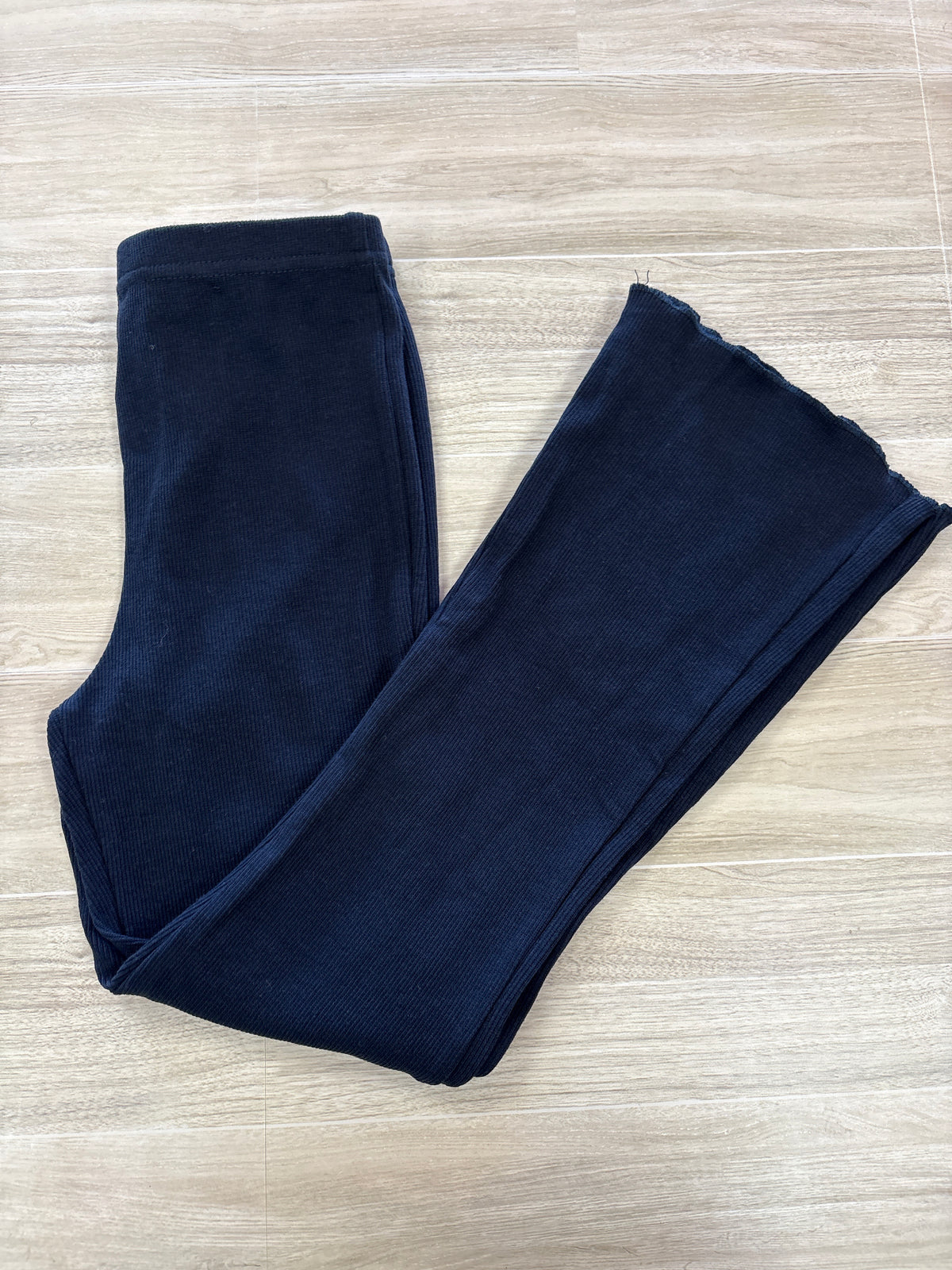 7 Navy Ribbed Flare Pant