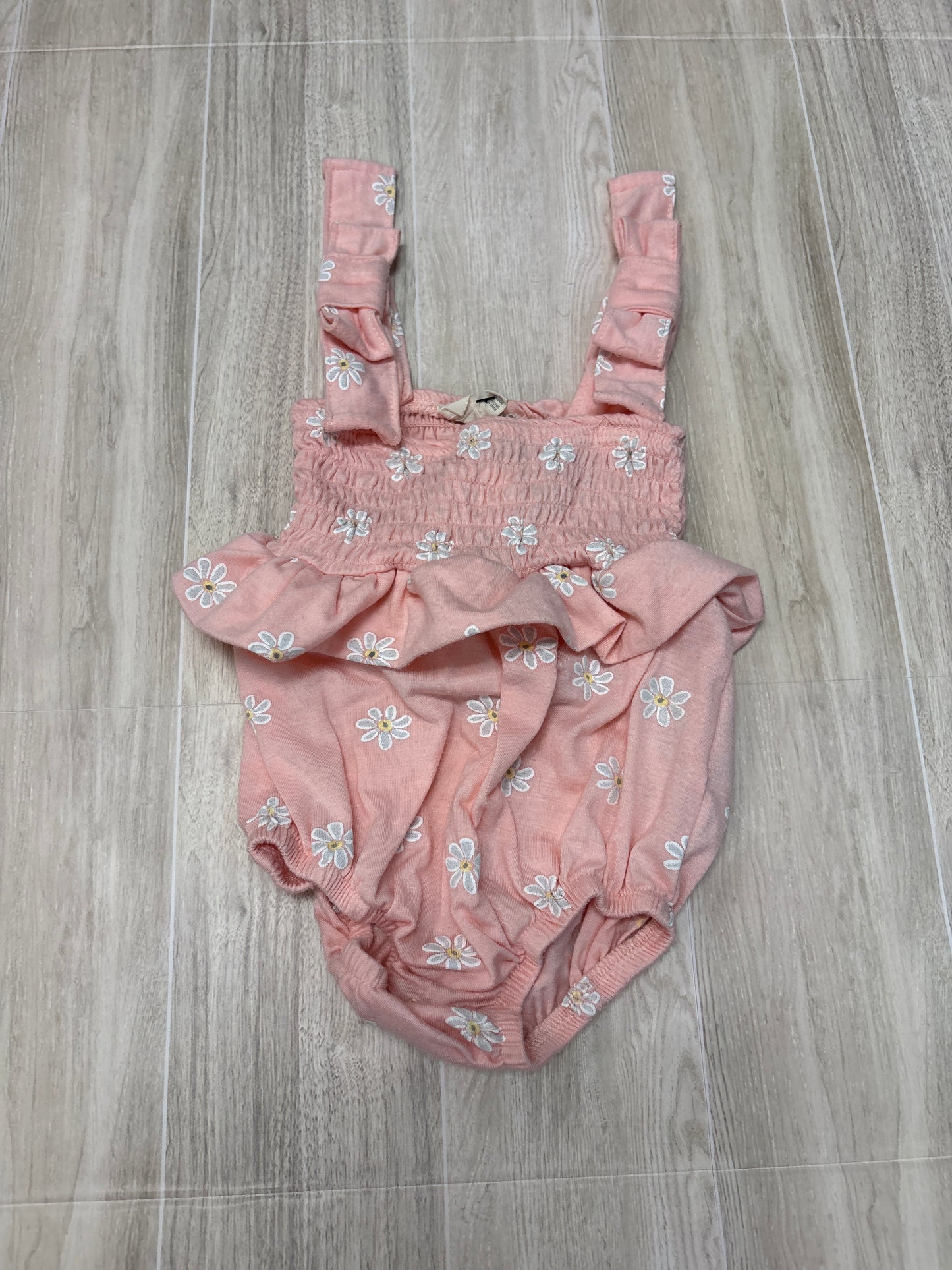 3-6m Pink Daisy Tank Bubble Onesie