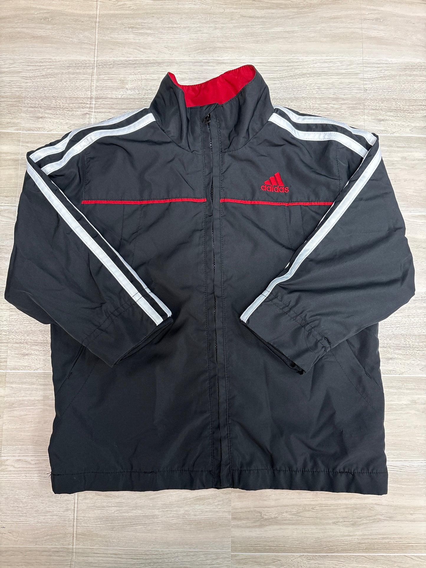 3T Adidas Black Windbreaker Jacket With Red Lining