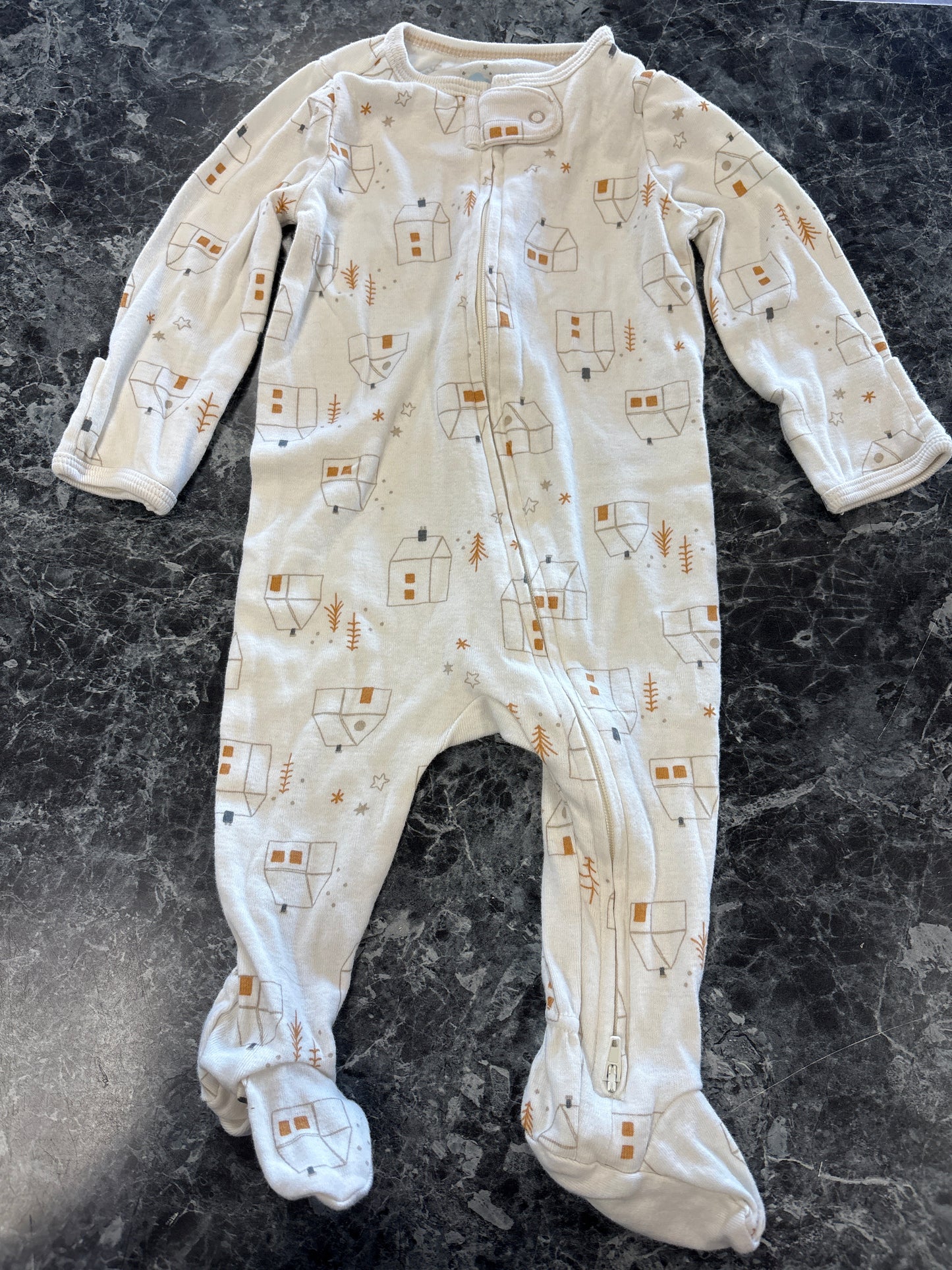 3-6m White Houses and Trees Pajama