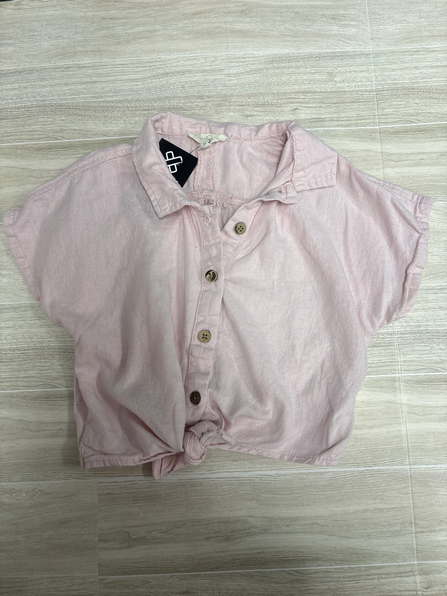 6 Pink Button Crop Shirt