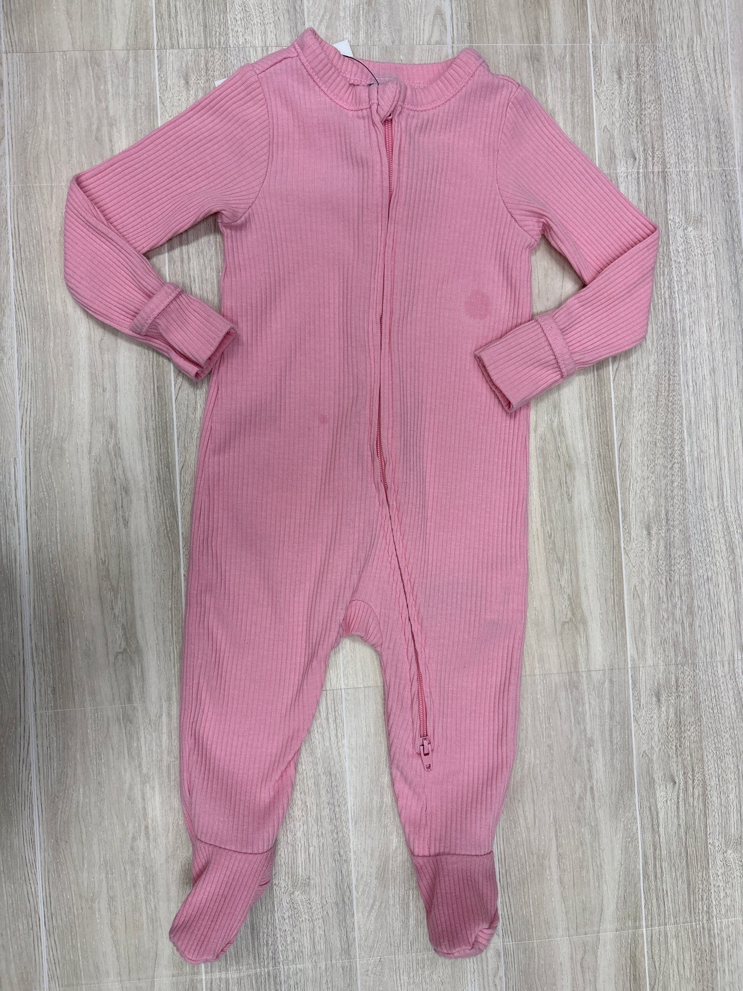 3-6m Bubblegum Pink Ribbed Footie Pajama