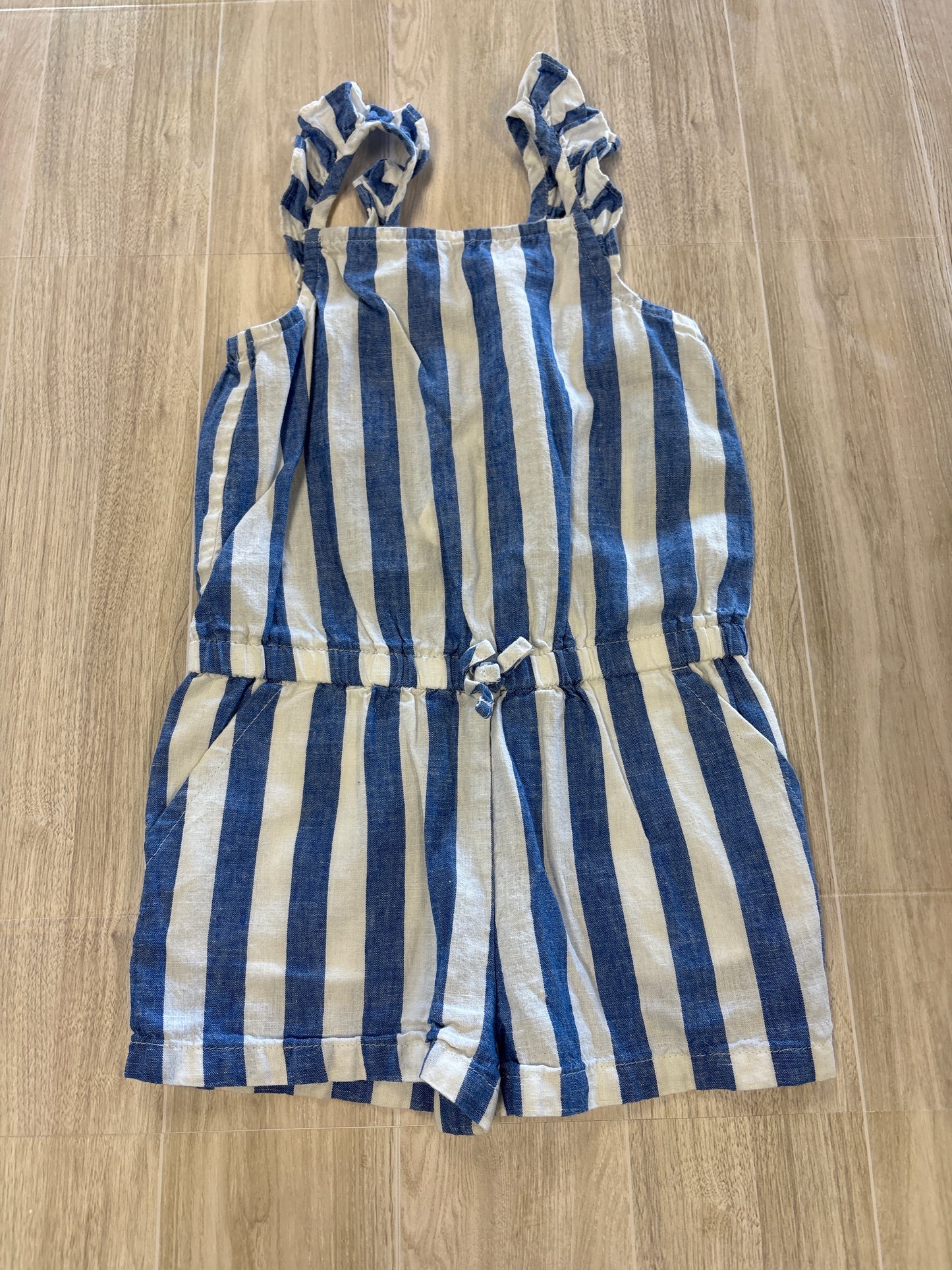 3T Blue/Whtie Striped Tank Romper
