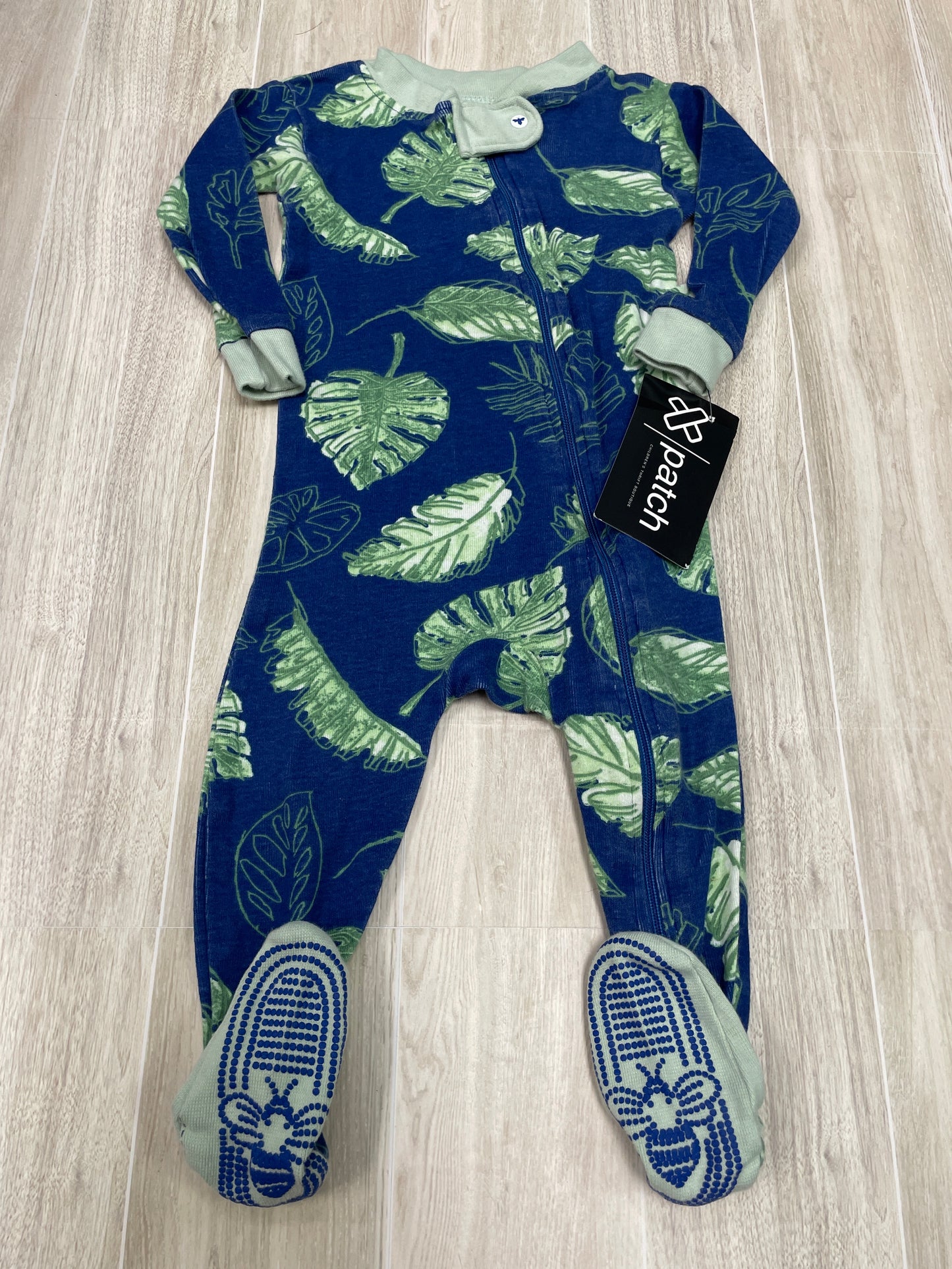 3-6m Burts Bees Blue Plant Pajama Romper