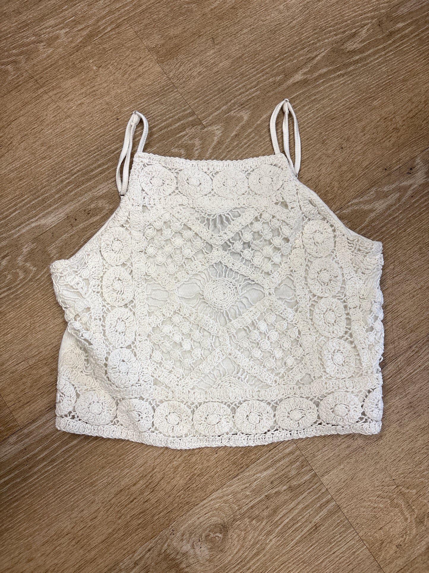 Womens Medium White Crochet Tank