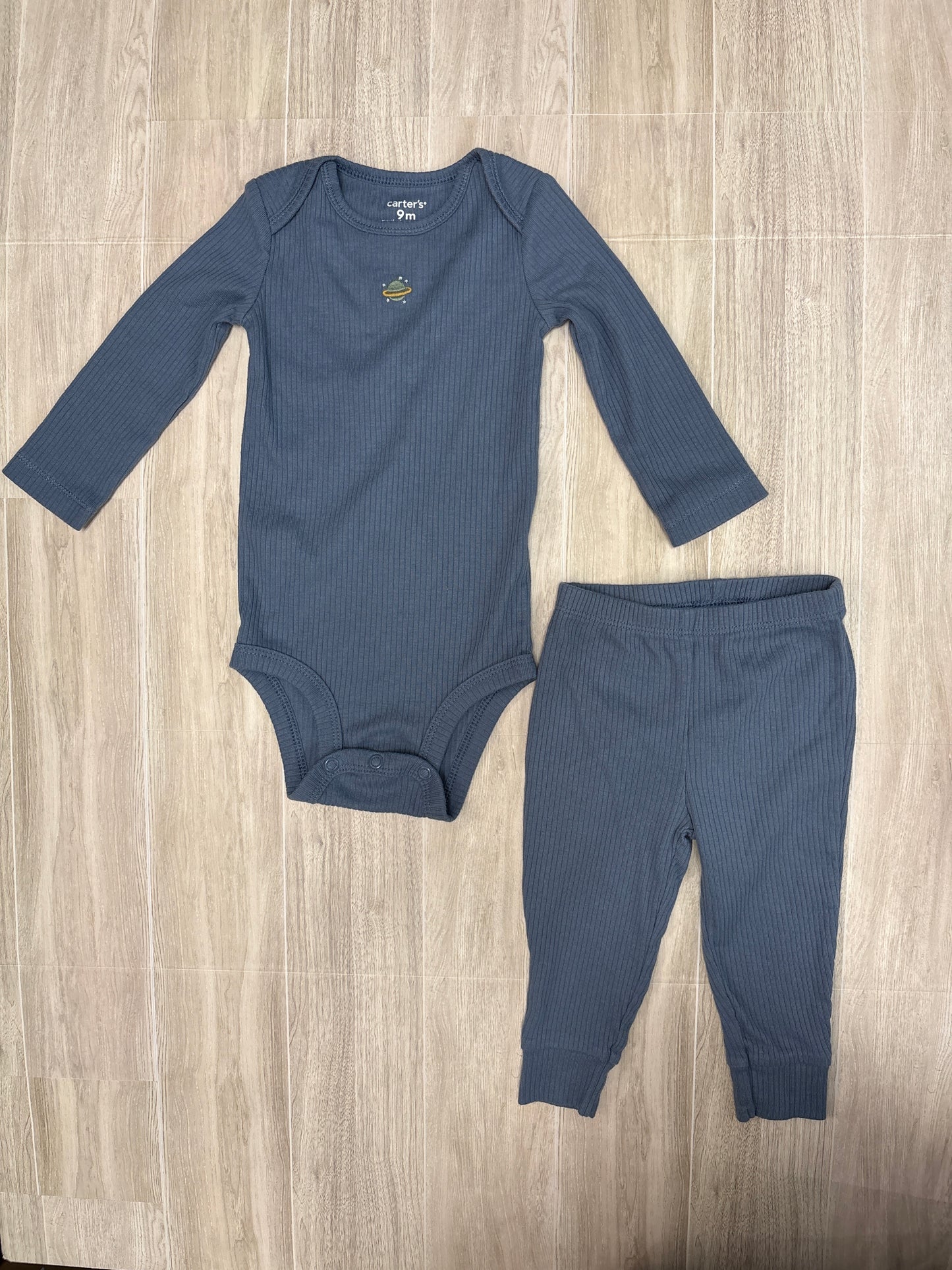 9m Dusty Blue Ribbed Space 2 Piece Lounge Set