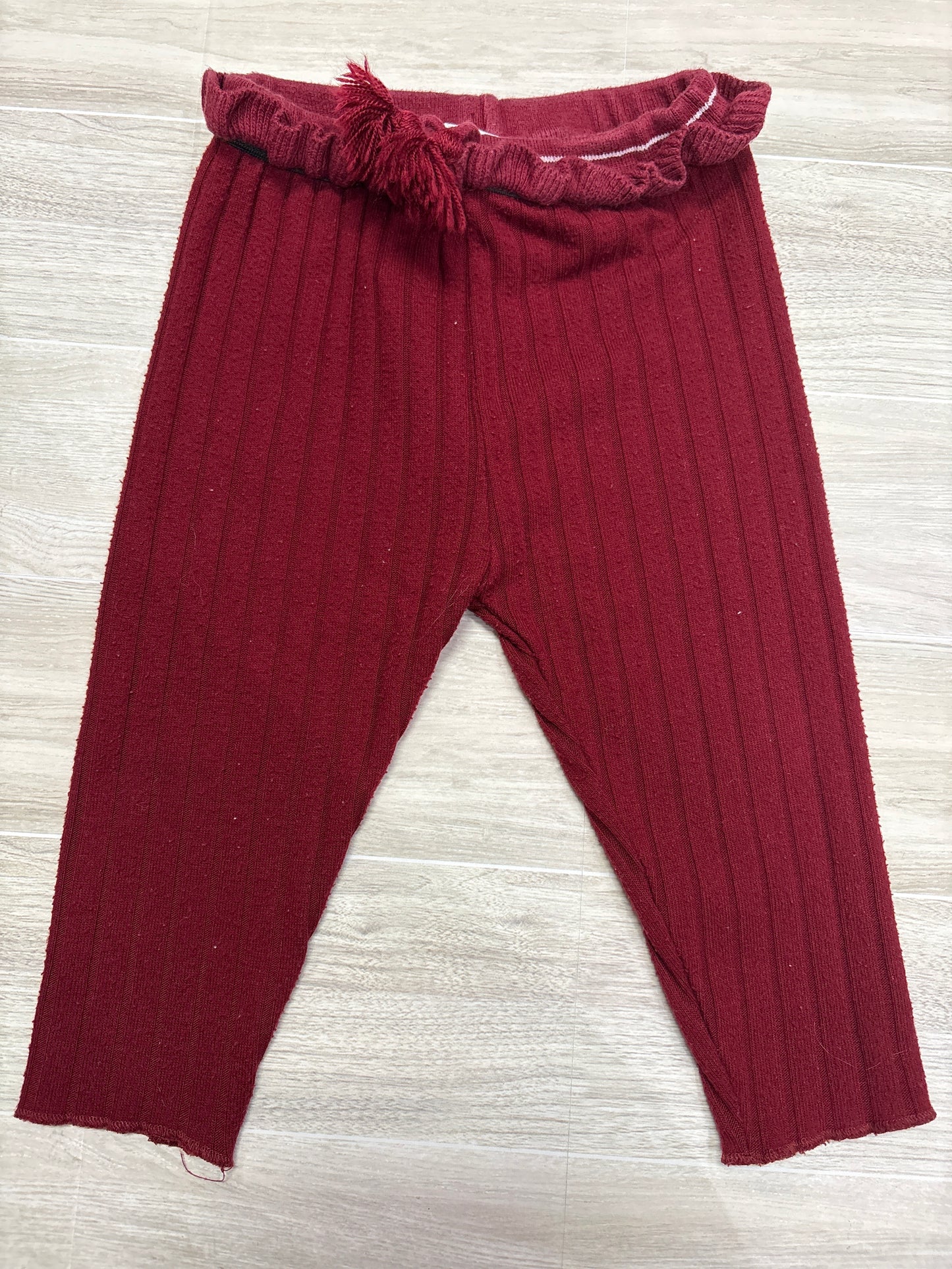 9-12m Red Ribbed Pants with Ruffle Waist