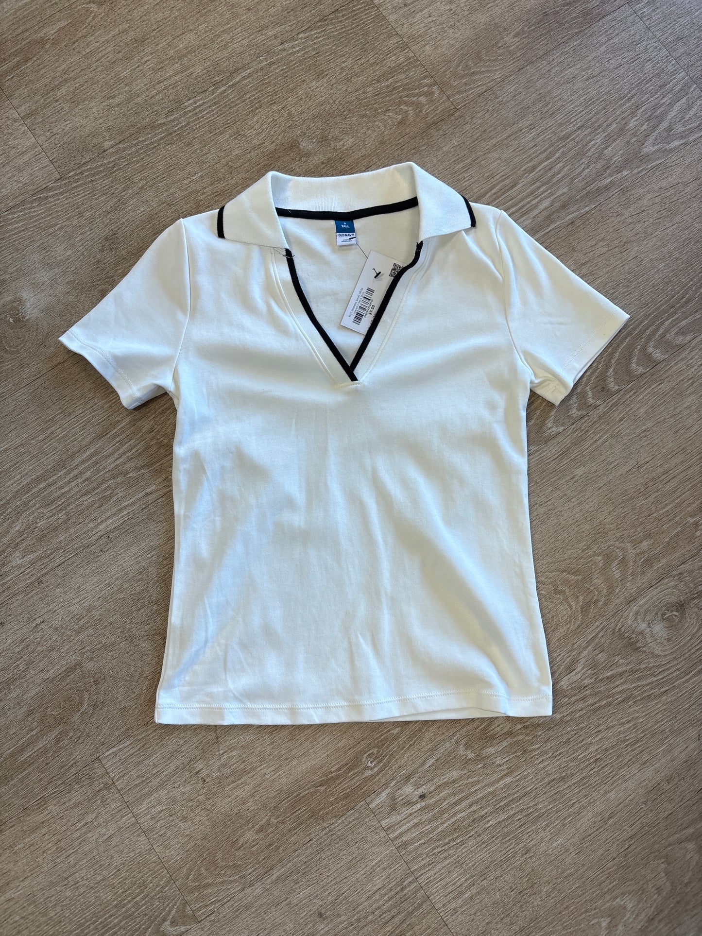 NWT Womens Small White Collared V Neck Shirt