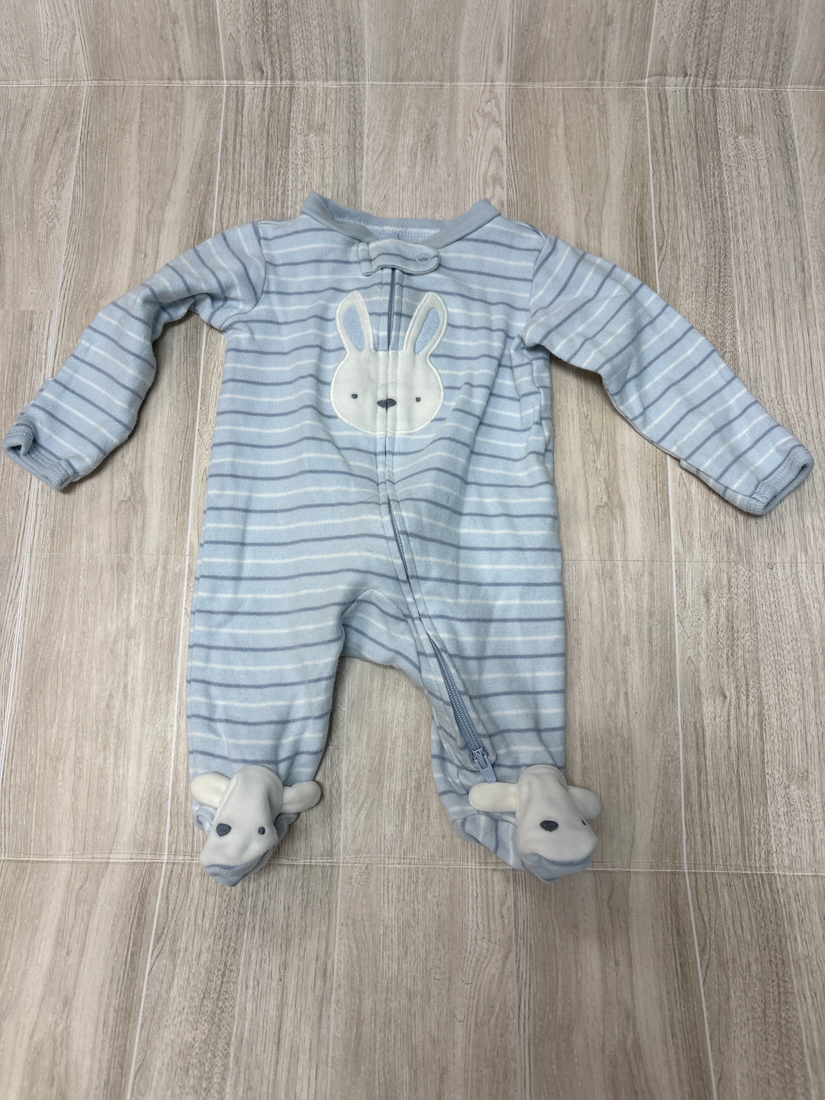Newborn Light Blue Striped Bunny Pajama