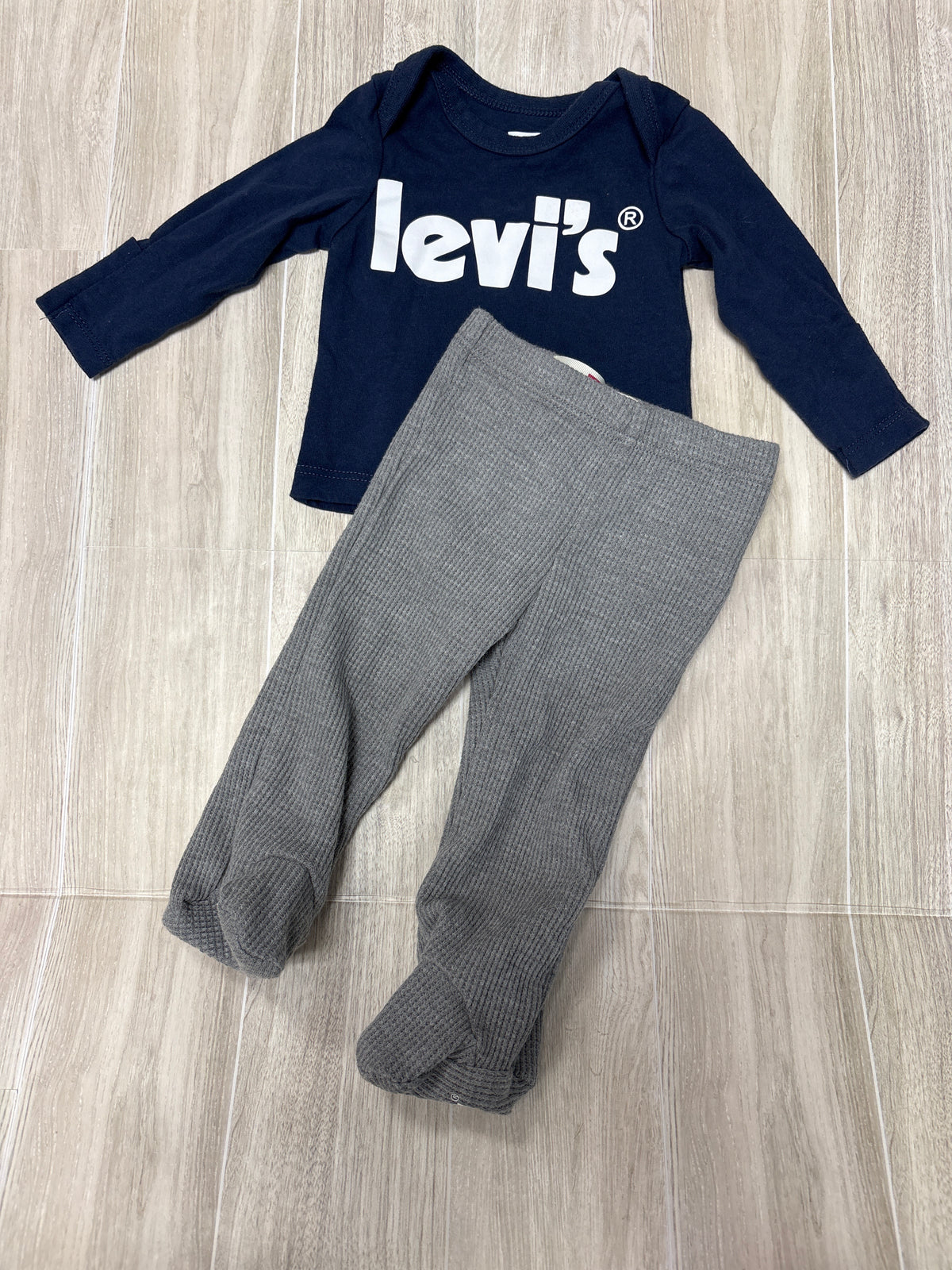 Newborn Levis Navy Long Sleeve + Footed Legging Set