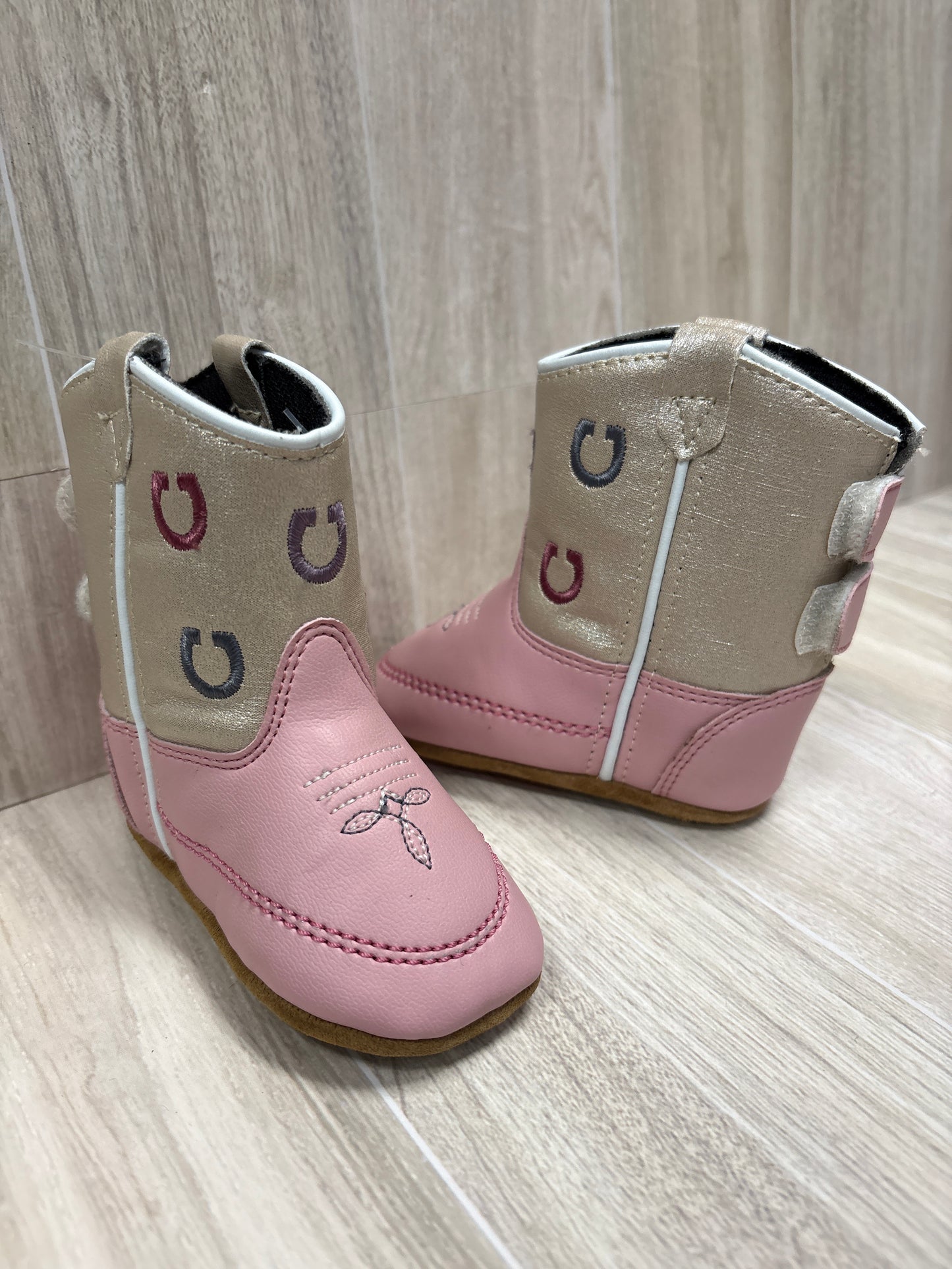 2c Old West Pink Horseshoe Infant Boots