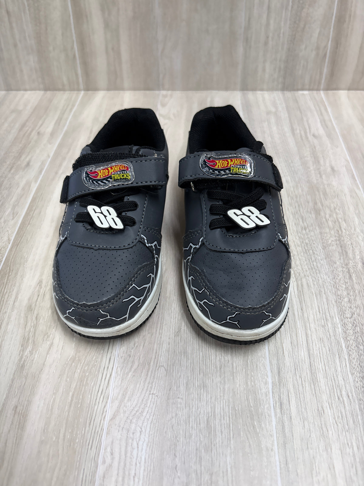 8c Grey Hot Wheels Monster Truck Velcro Sneakers
