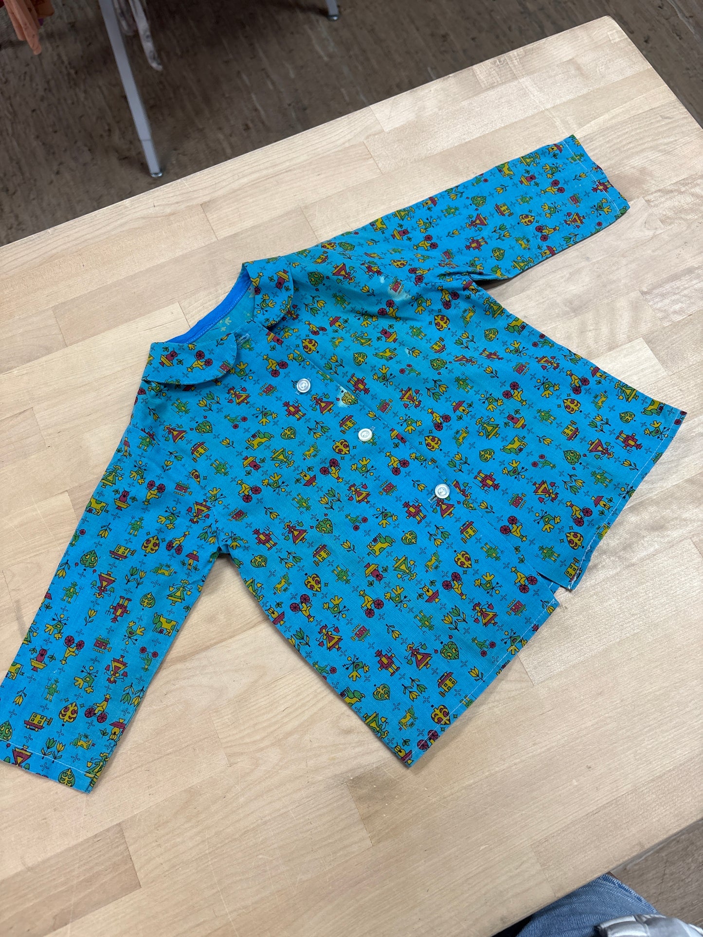 2T Vintage Handmade Blue Farmers Button Shirt