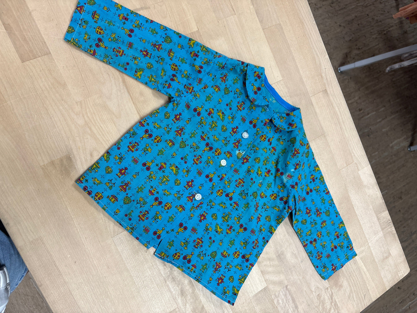 2T Vintage Handmade Blue Farmers Button Shirt