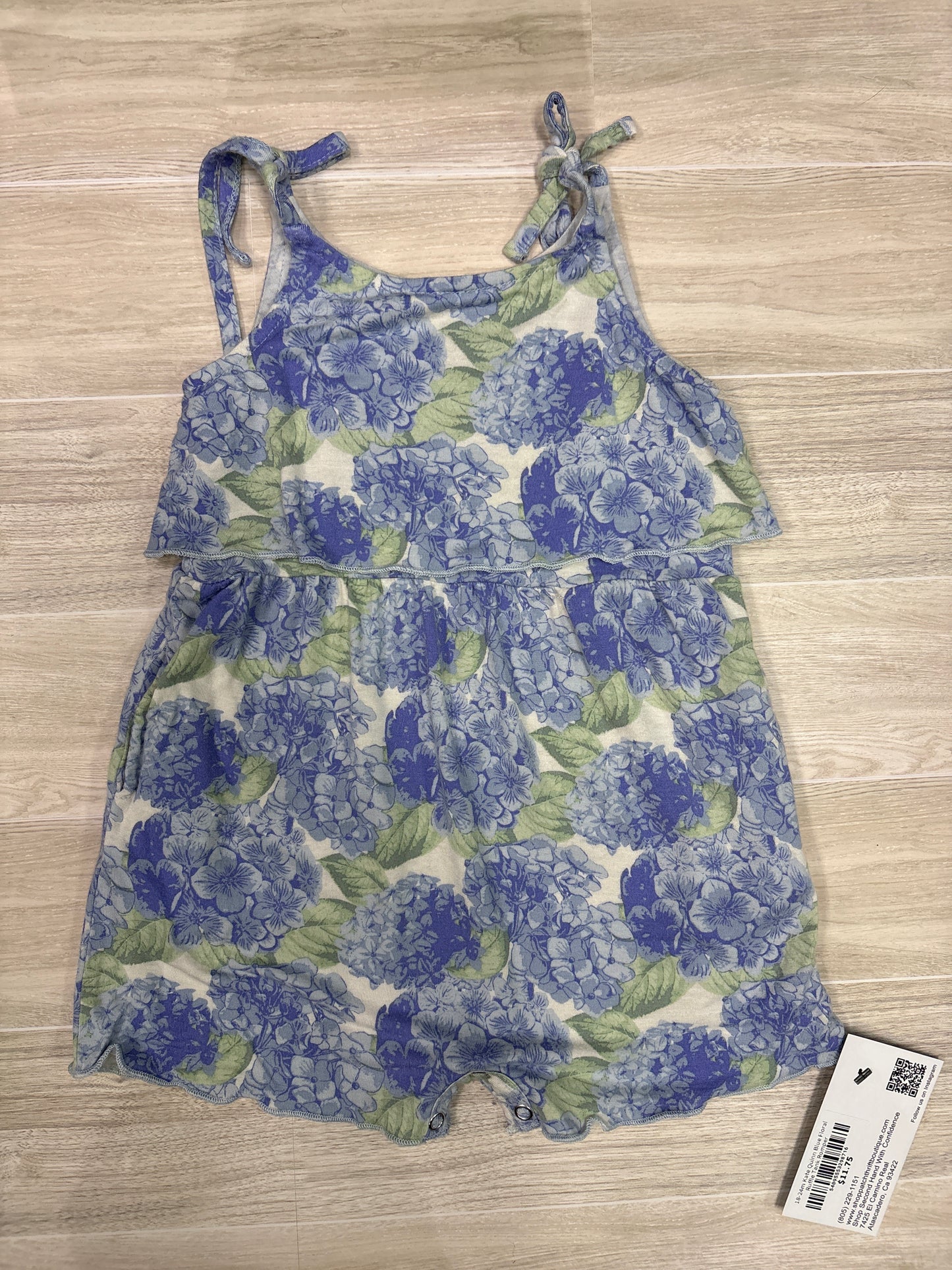 18-24m Kate Quinn Blue Floral Ruffle Tank Romper