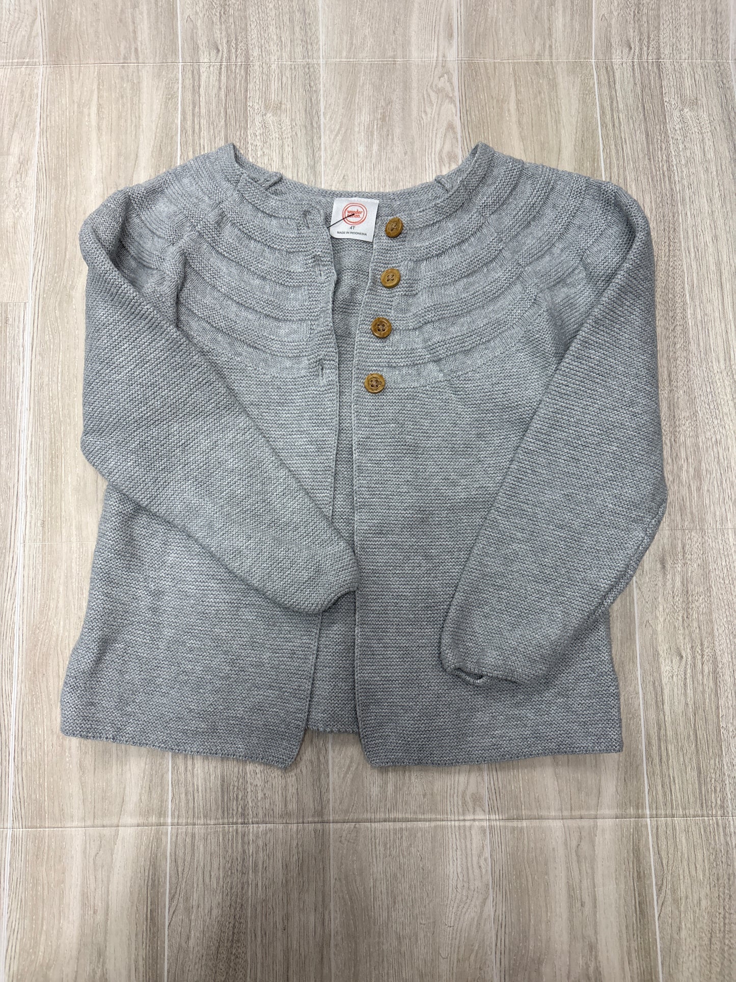 4T Grey Knit Button Cardigan