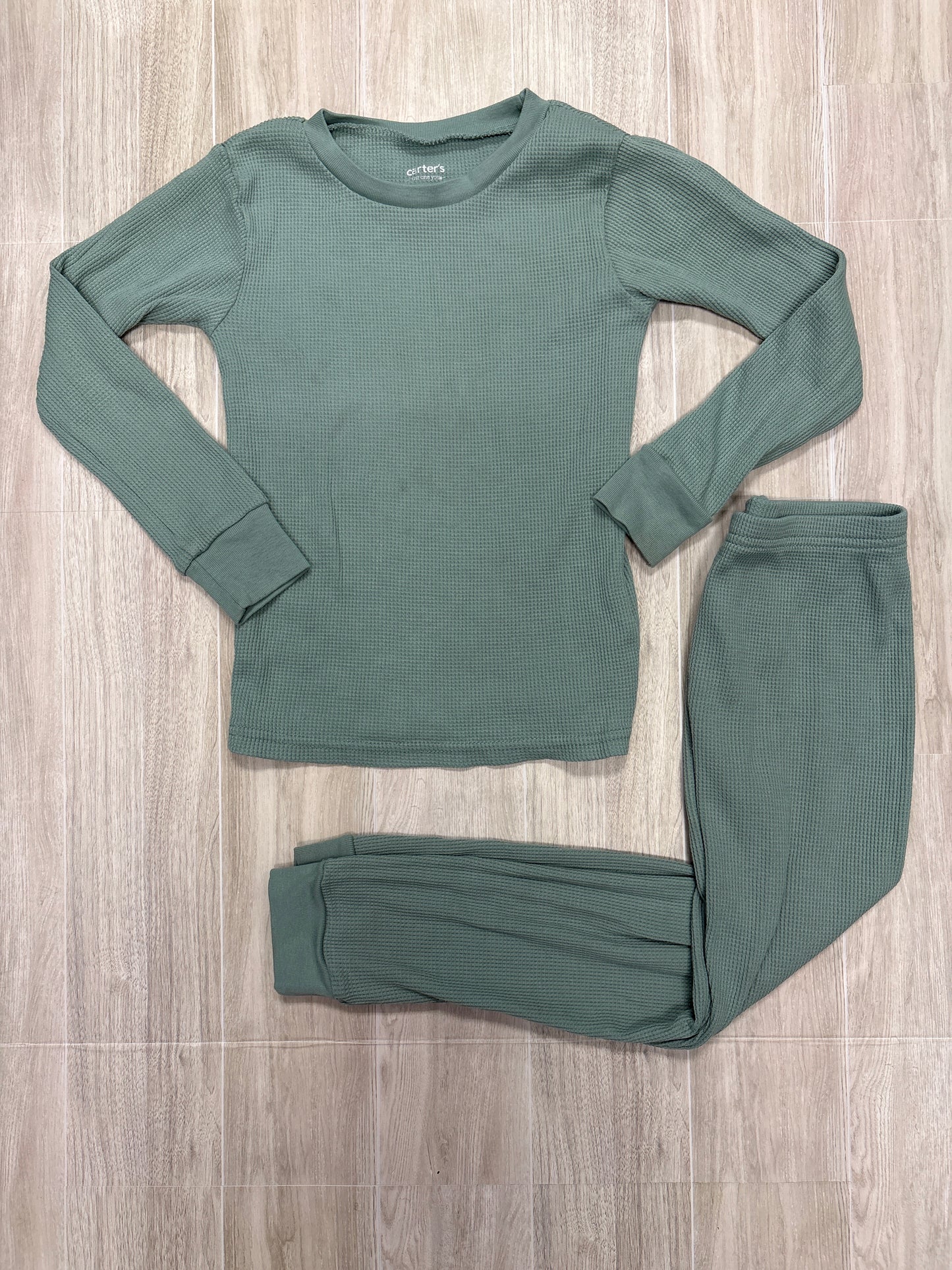 5T Sage Waffle Knit Pajama Set