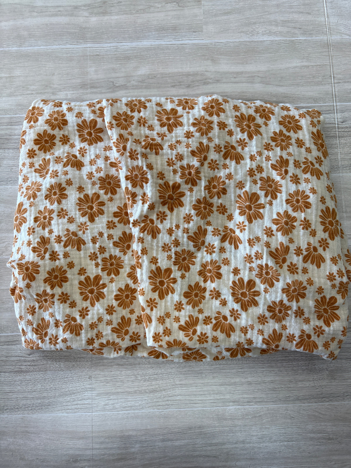 Cream/Mustard Floral Fitted Crib Sheet