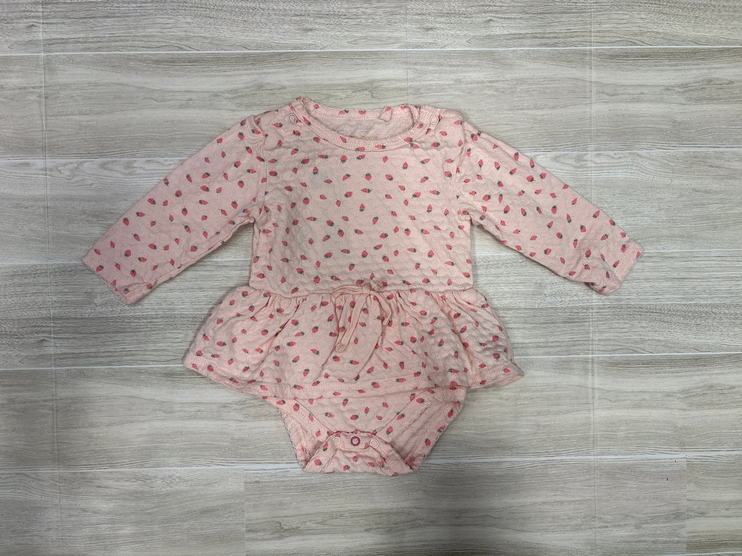 3/6m Strawberry Long Sleeve Twirl Onesie