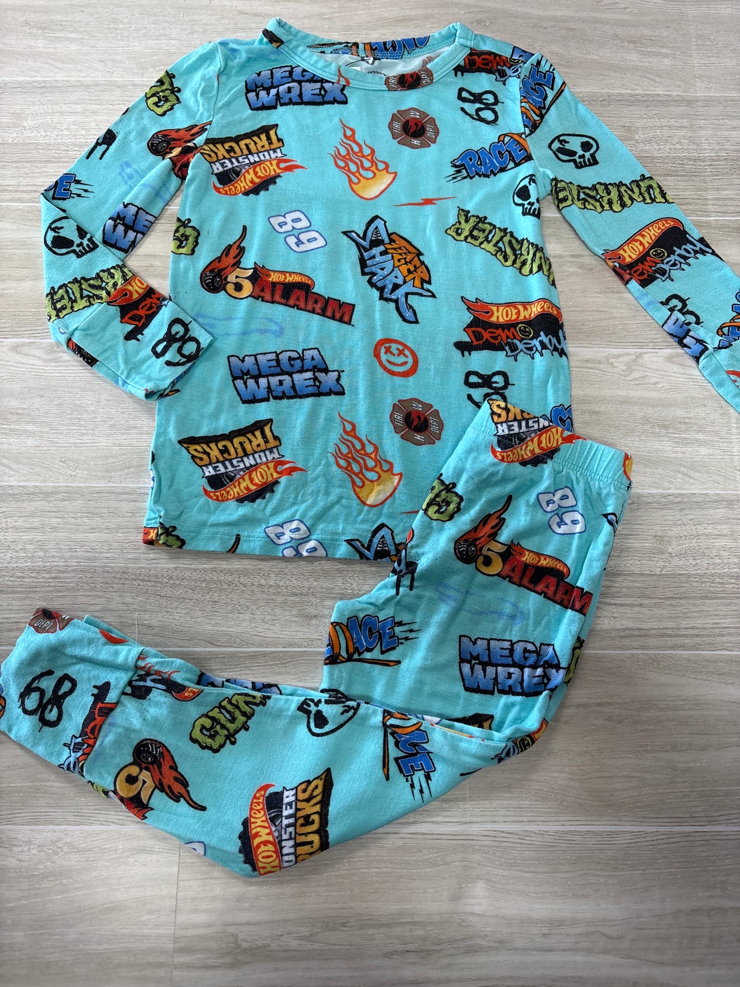 2T Posh Peanut x Hot Wheels Monster Trucks 2 Piece Pajama Set