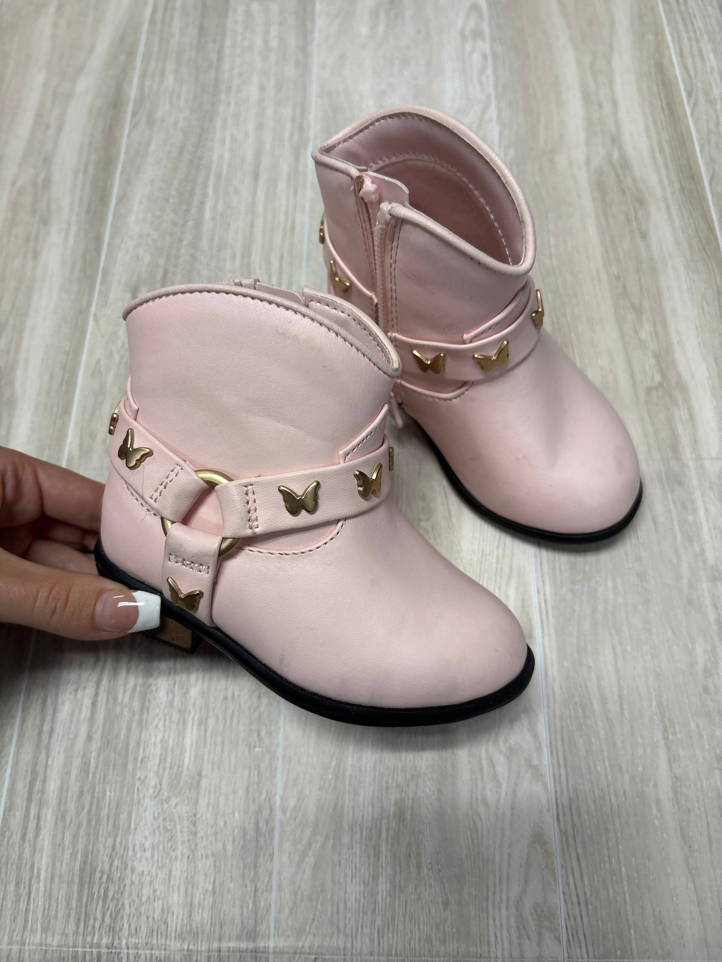 5c Pink Boots with Gold Butterflies