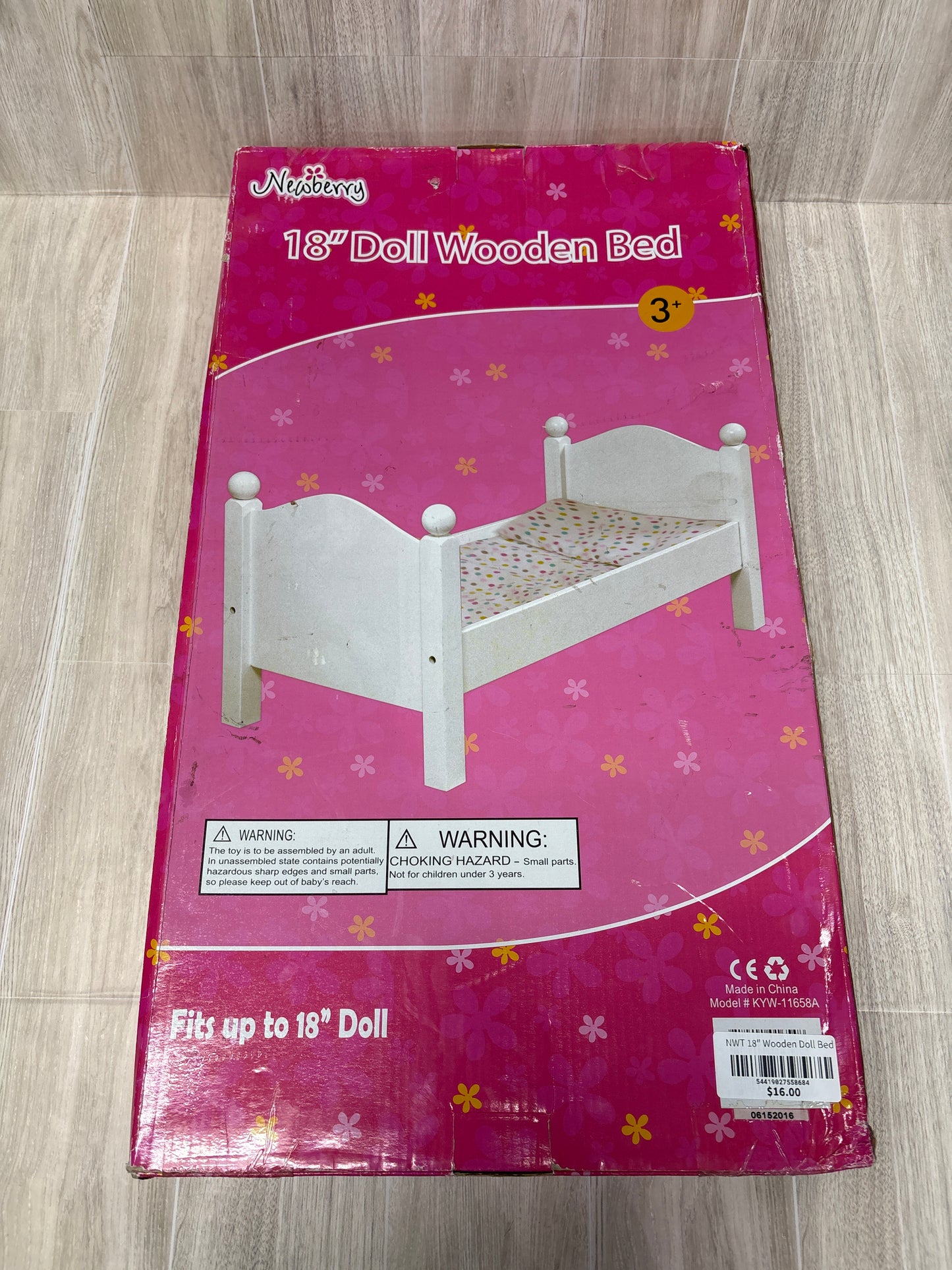 NWT 18" Wooden Doll Bed