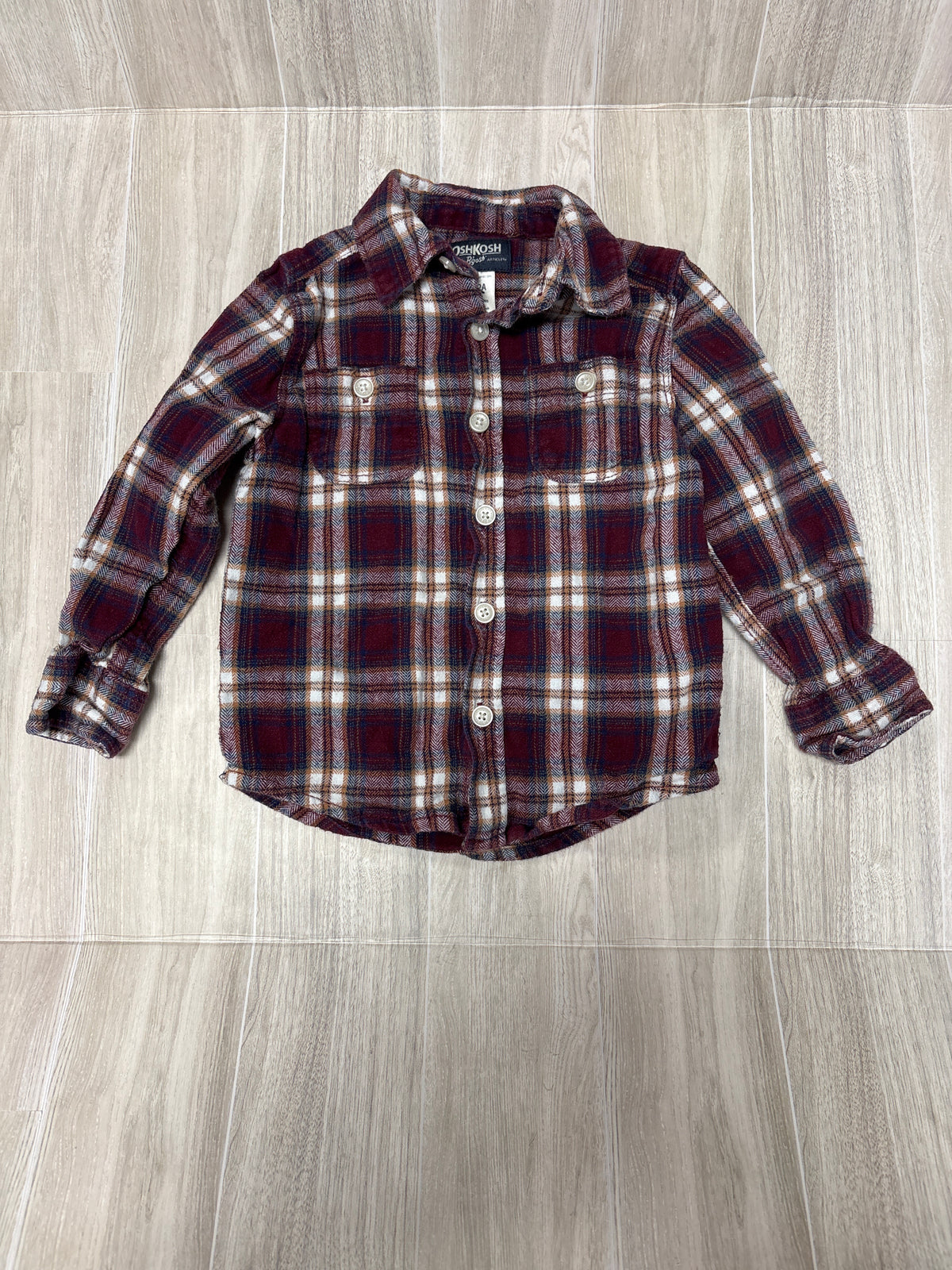 2T OshKosh Maroon Plaid Button Up Flannel